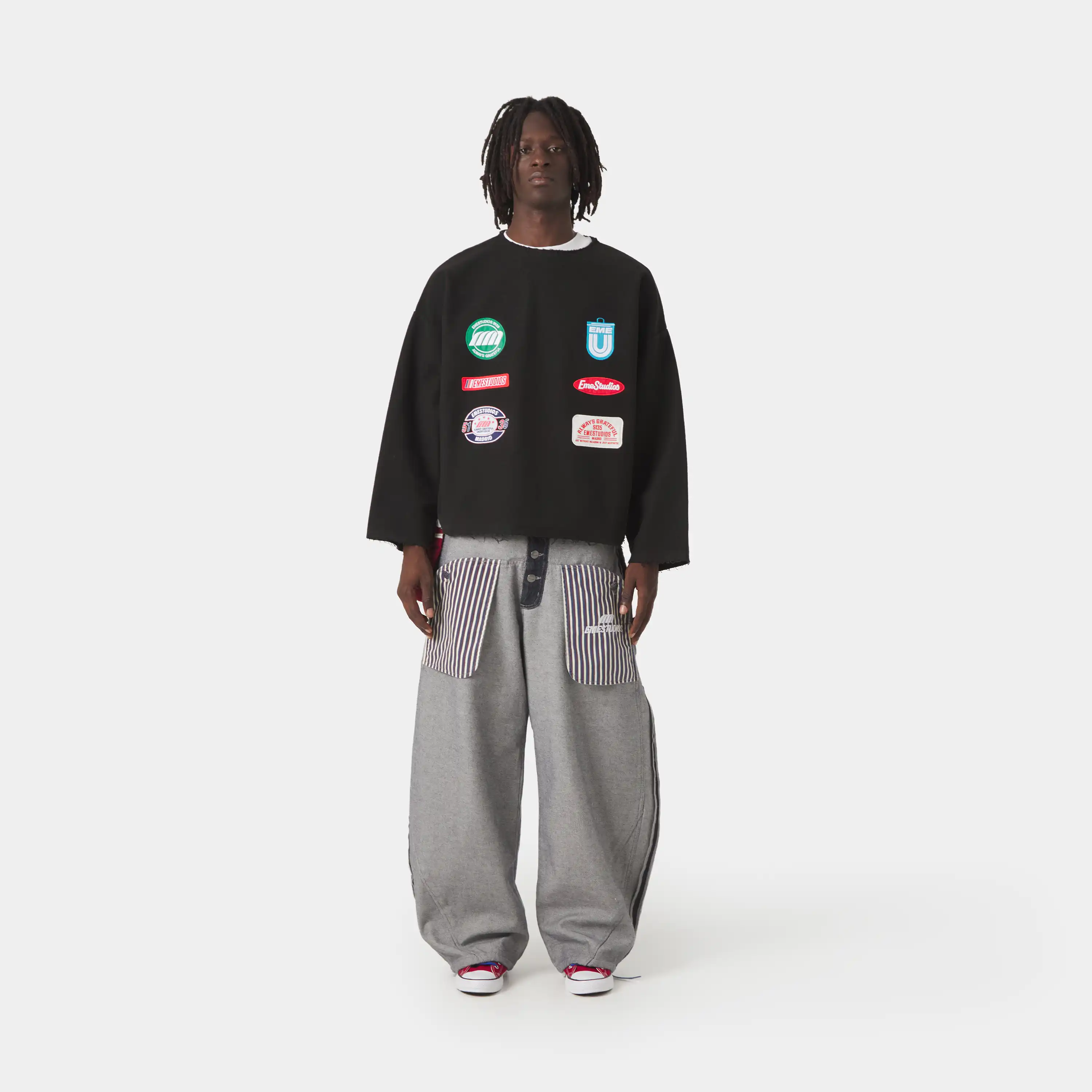 Patches Black Oversized Crewneck