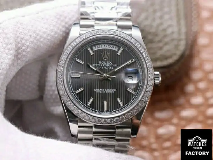 Rolex Day Date M228349RBR-0008 EW Factory Diamond-Set Bezel