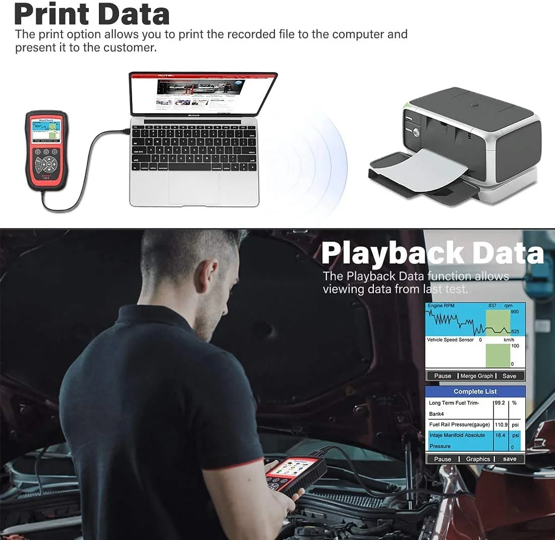 Autel Scanner Maxicheck Pro OBD2 Automotive Diagnostic Scan Tool with Airbag, EPB, SAS, BMS, Oil Reset, ABS Brake Bleeding Services
