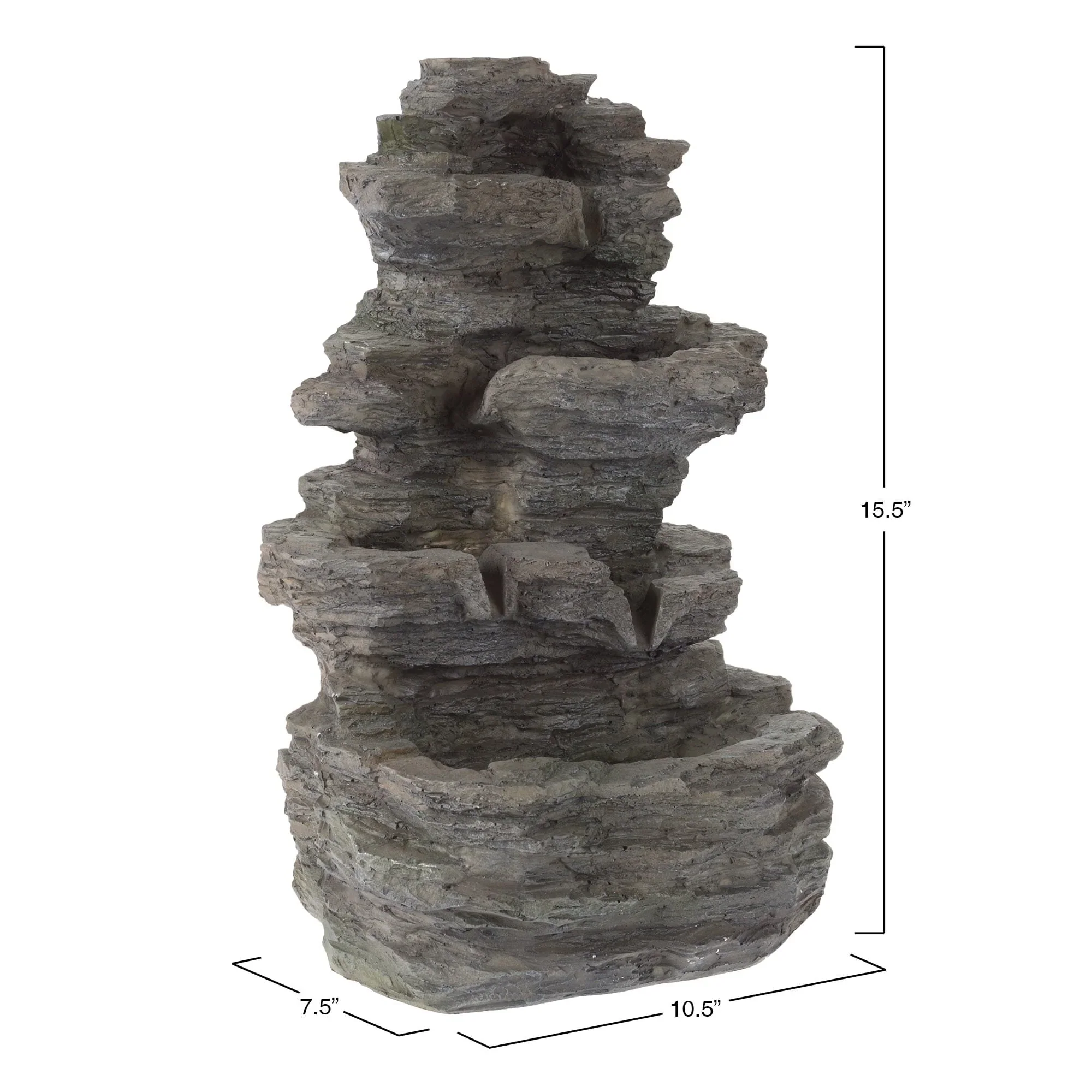 Pure Garden Tabletop Waterfall Fountain, Gray