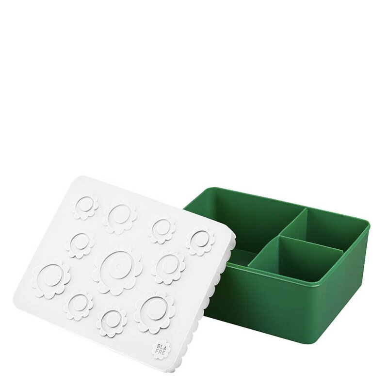 Matboks i plast treroms 7x14x19 cm Blomst hvit/mørk grønn