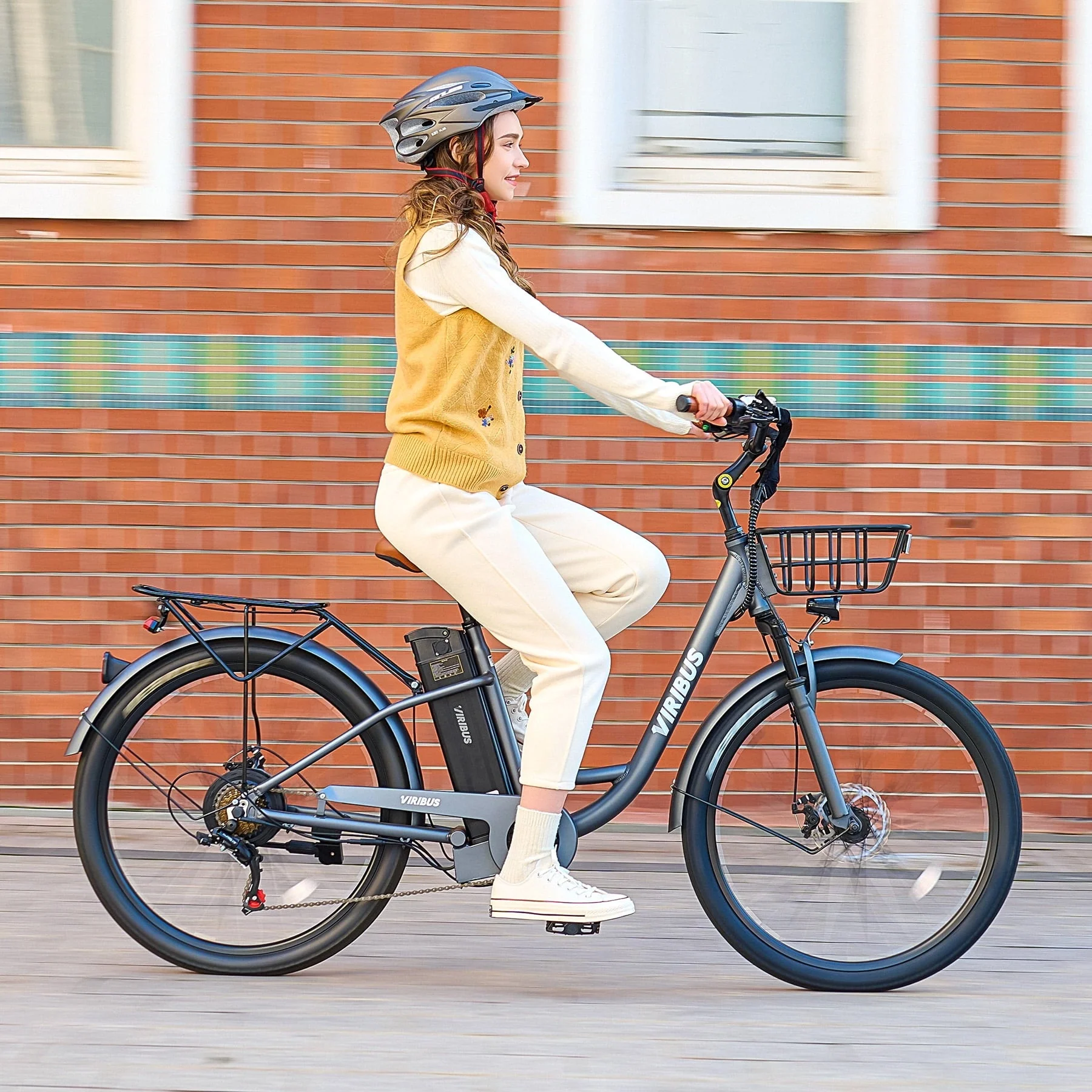 Viribus Electric Bike for Adults 26" 500W eBike with Pedal Assist 48V Battery, Black