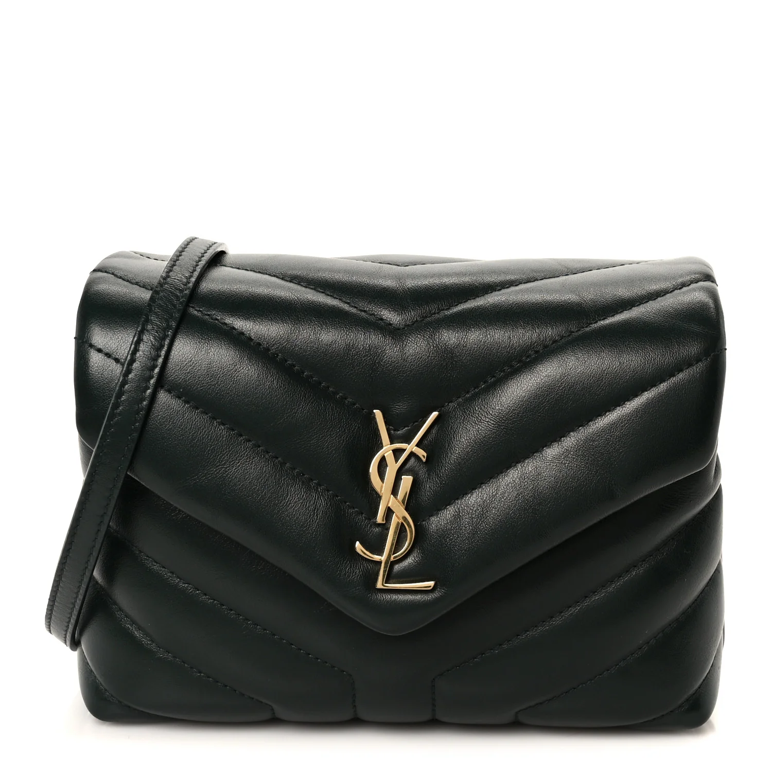 Calfskin Y Quilted Monogram Toy Loulou Crossbody Bag Deep Green