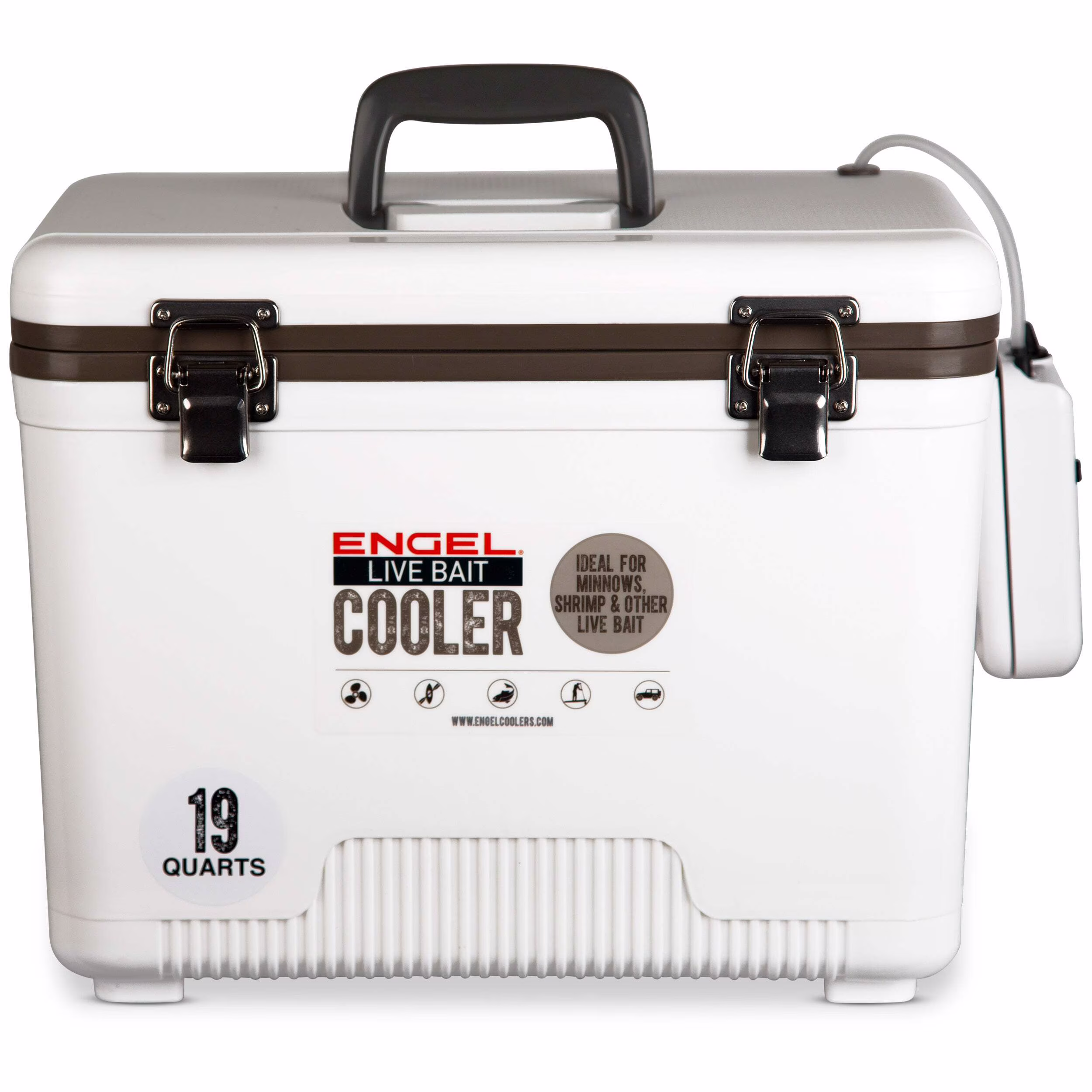 19qt Live Bait Drybox/Cooler w/ 2 Speed Aerator Pump and Net White (2025)(White)