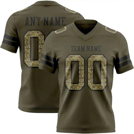 Custom Olive Camo-Black Mesh Salute To Service Jersey