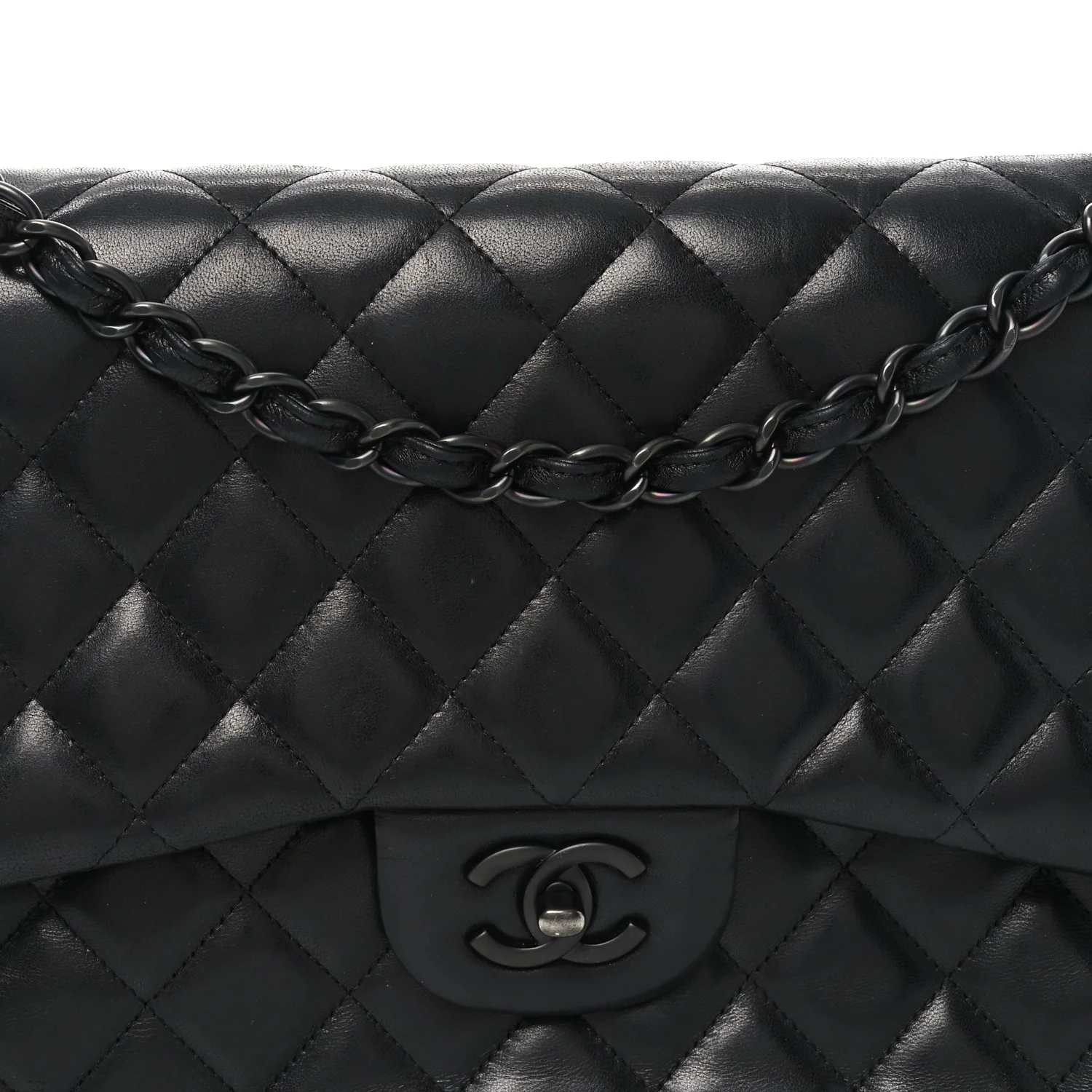 Lambskin Quilted Jumbo Double Flap So Black