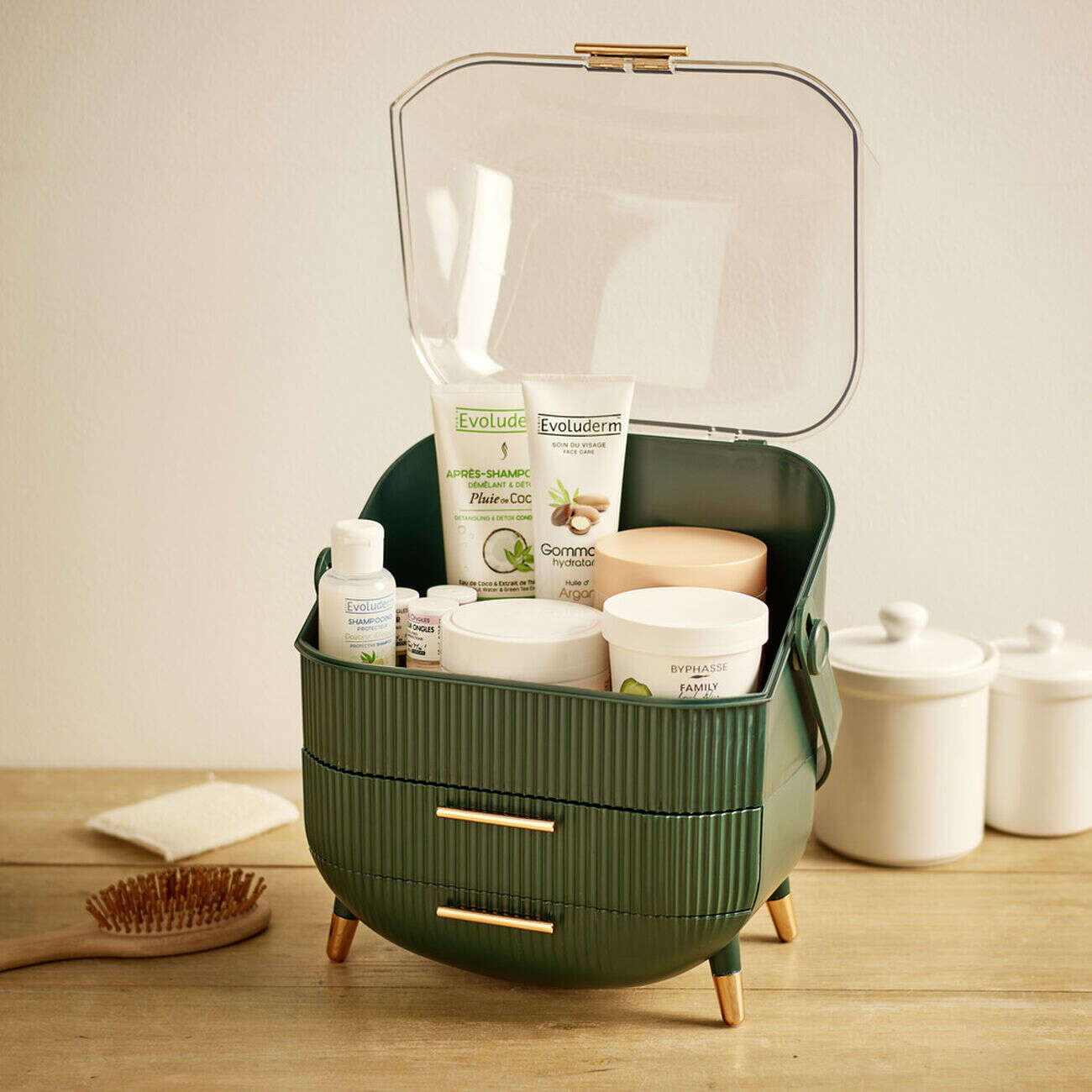 Organisateur cosmétiques 1 compartiments et 2 tiroirs 28,6x18,5xH37cm (2 modèles)