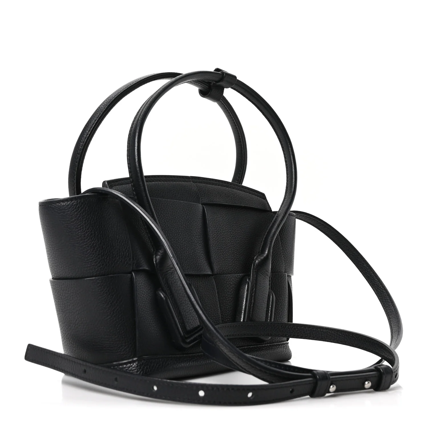 Grained Calfskin Mini Maxi Intrecciato Arco 33 Black