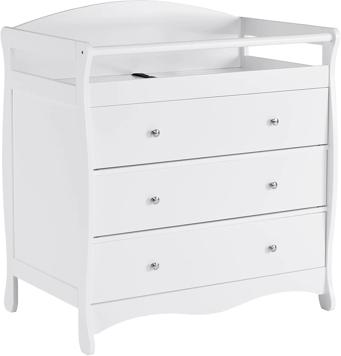 Changing Table Dresser Baby Diaper Changing Station Infant Nursing Table with 3 Drawers, Safety Rail & Strap for Bedroom, Nursery, White