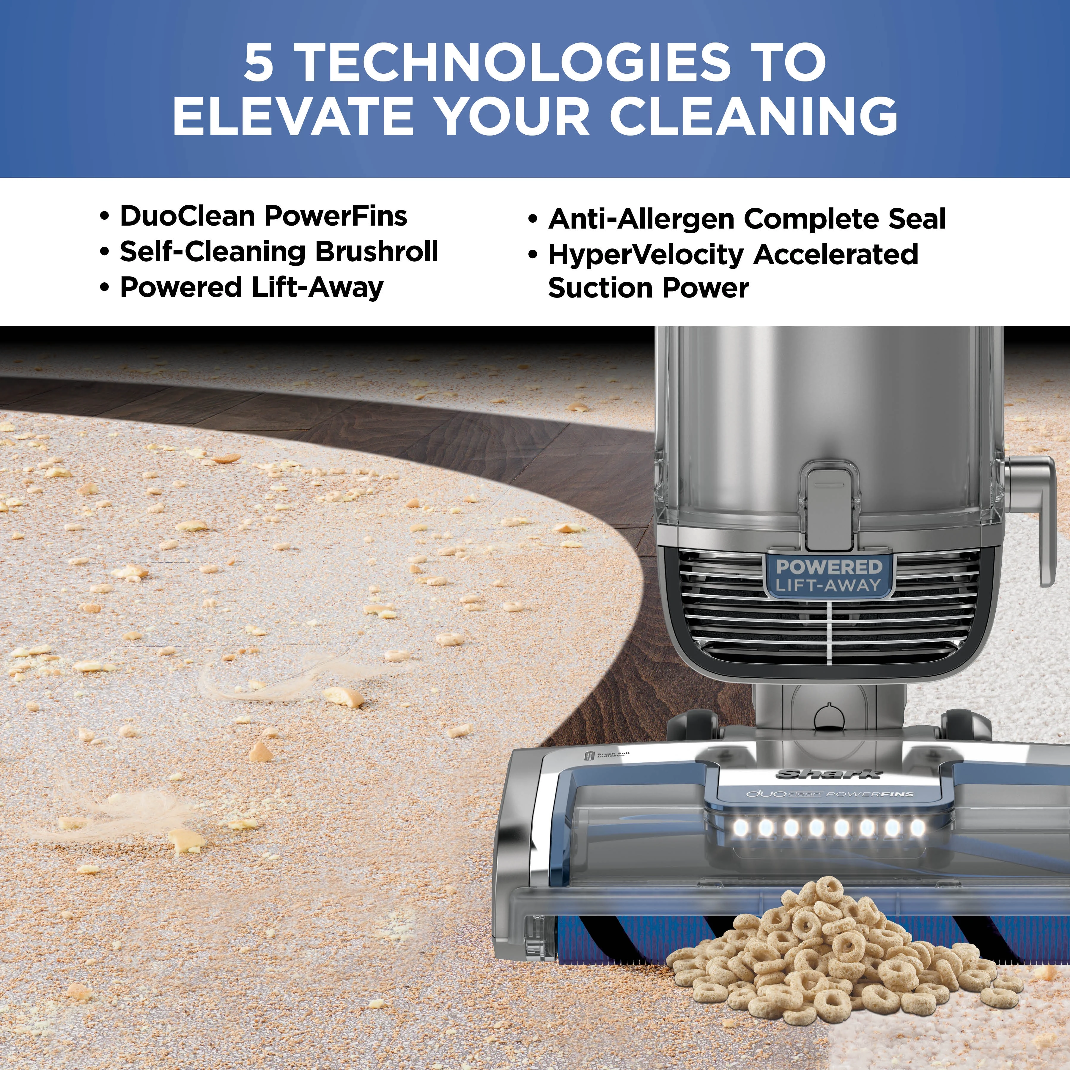 Shark? Vertex Duoclean? Powerfin Upright Vacuum Powered Lift - Away?, Self - Cleaning Brushroll, AZ2000