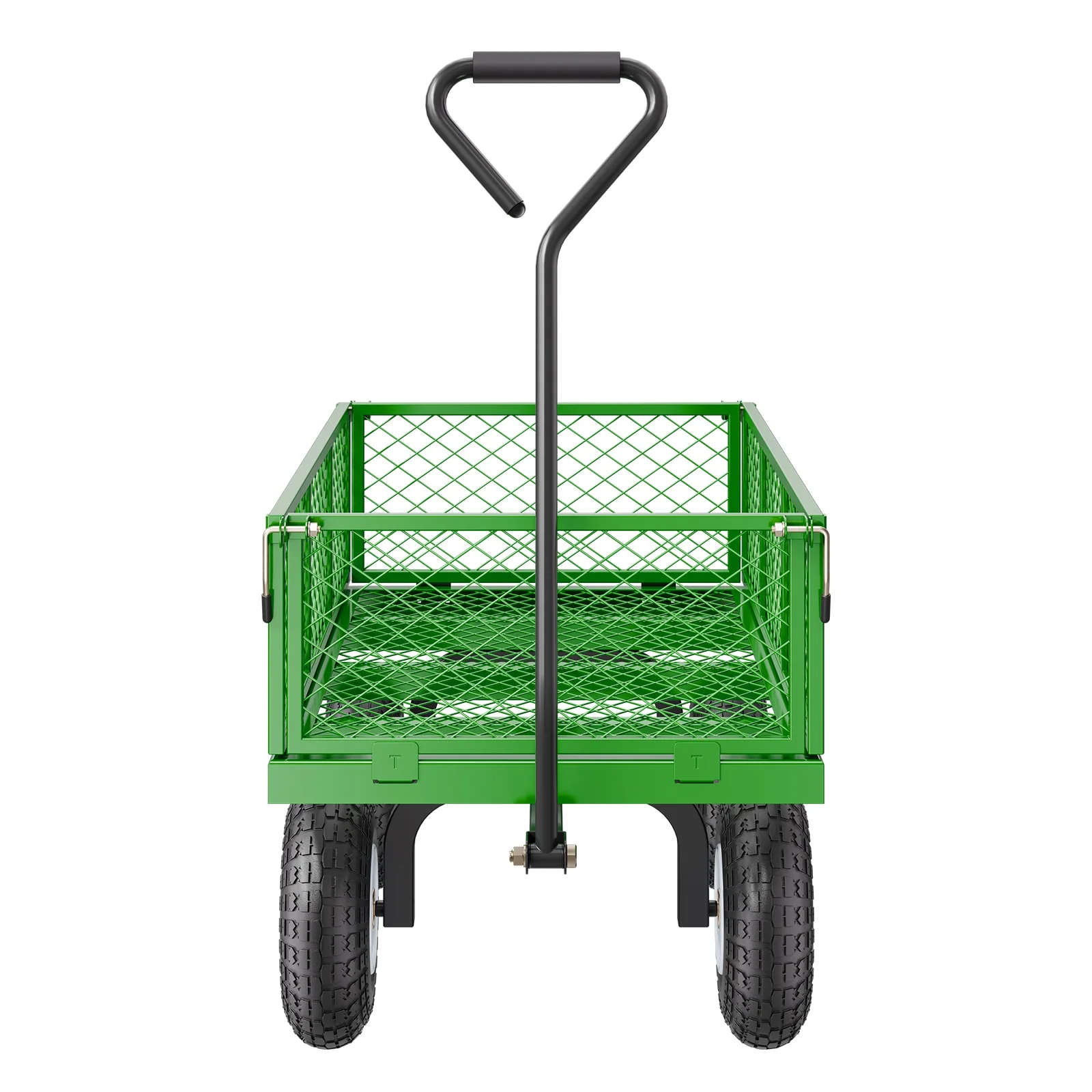 Mesh Steel Garden Cart 900 Lbs, 38 x 22 " Heavy Duty Utility Wagon Cart, Metal Garden Trolley with 10" Wheels, Removable Mesh Sides, 180��Swiveling Handle (Green)(Green) - Image 4