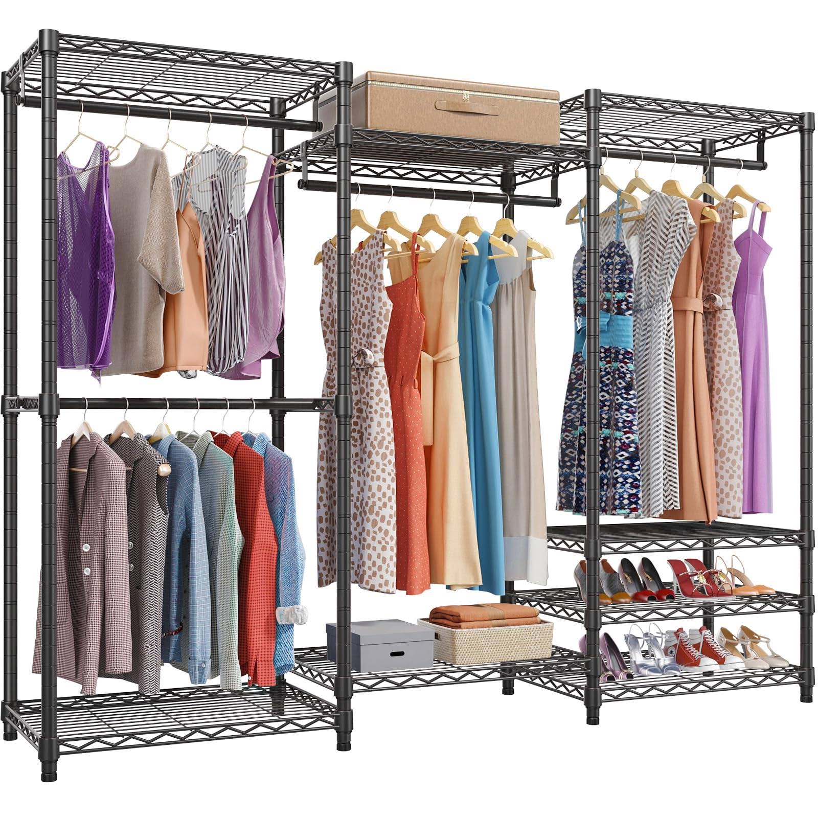 VIPEK V5 6 Tiers Wire Garment Rack Portable Closet Wardrobe, Max Load 800lbs, Black