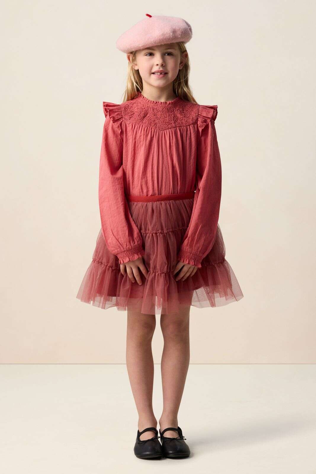 Rode blouse met ruffles