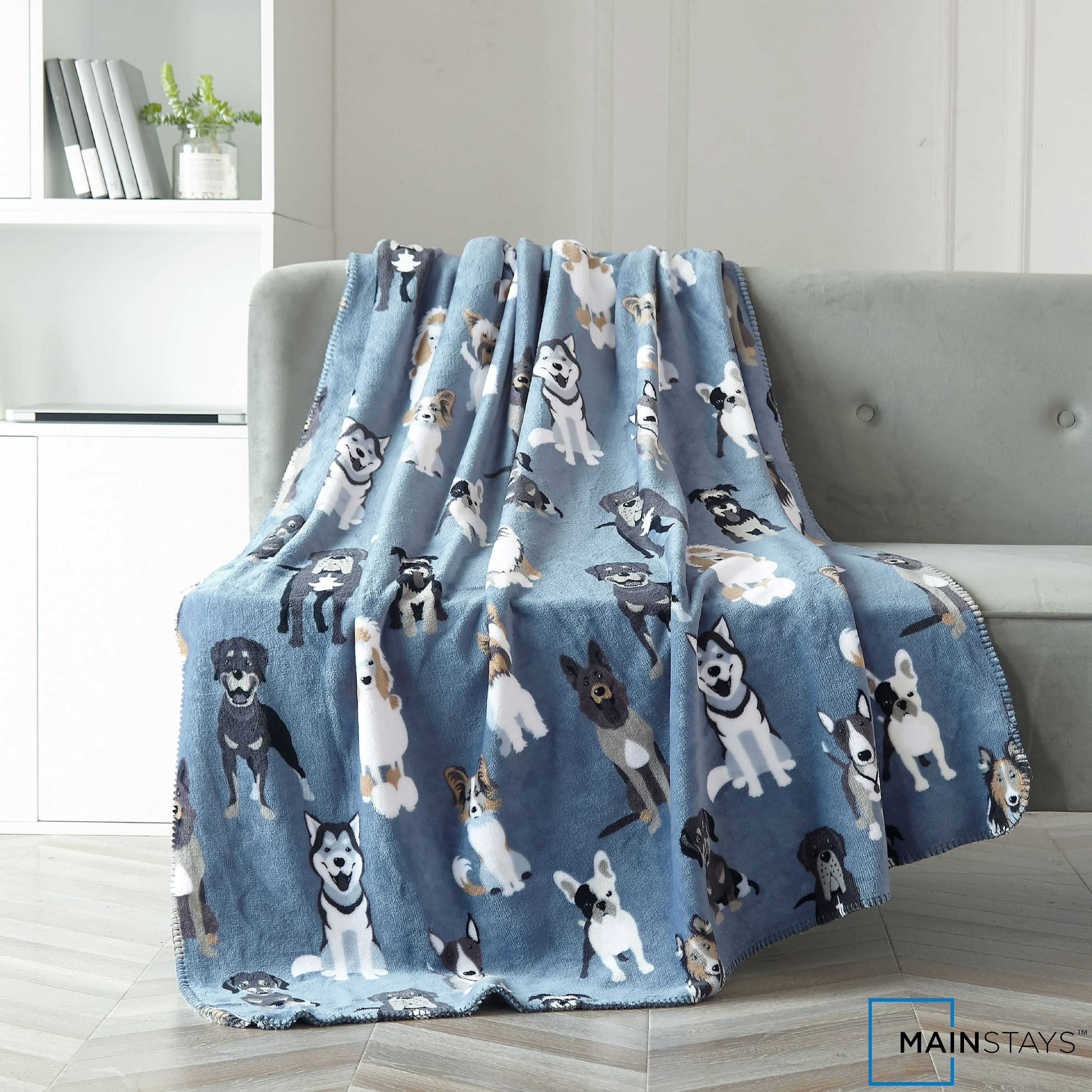 Mainstays Blue Dogs Plush Throw Blanket 50 inch x 60 inch