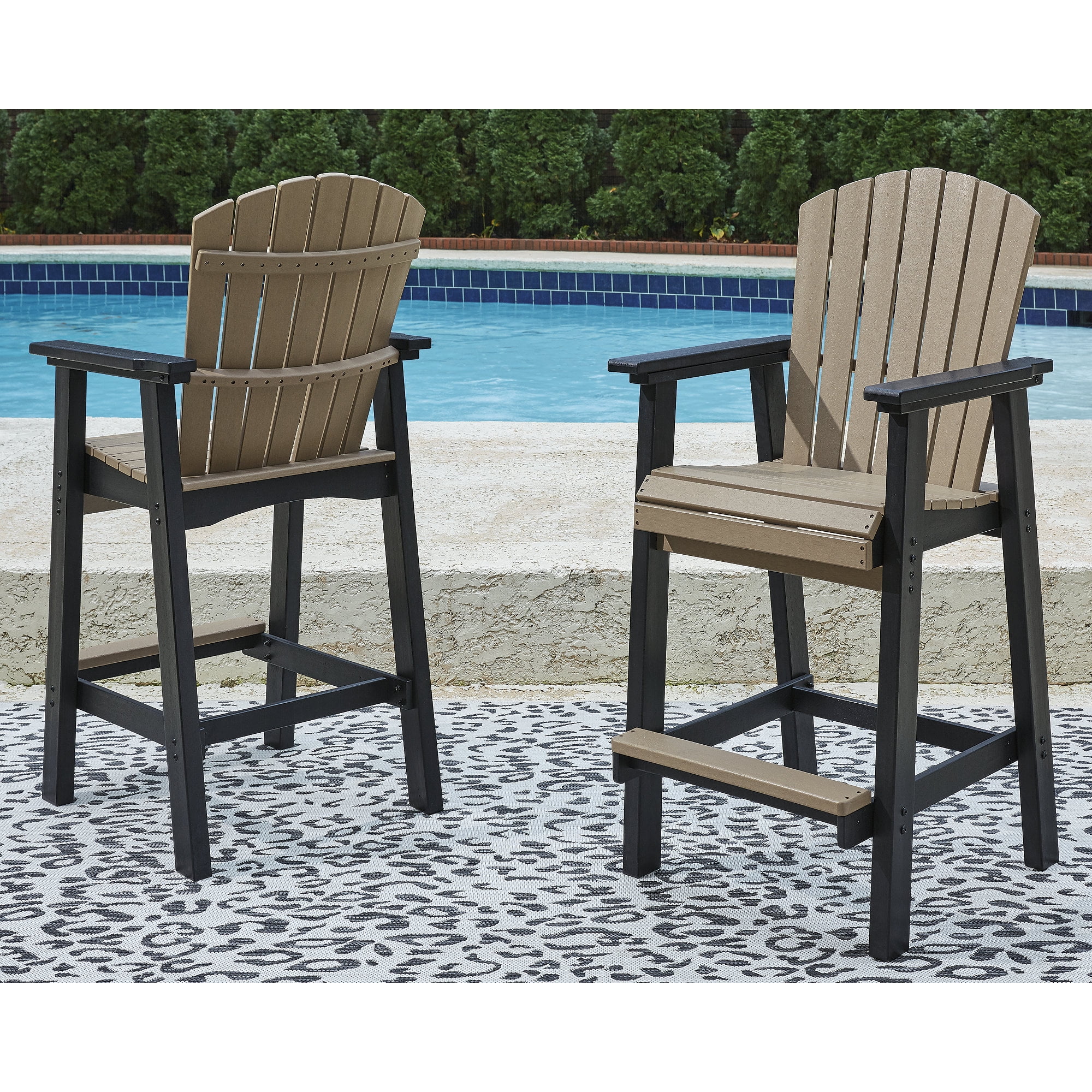 Signature Design by Ashley Contemporary Fairen Trail Barstool, Set of 2, Black/Driftwood