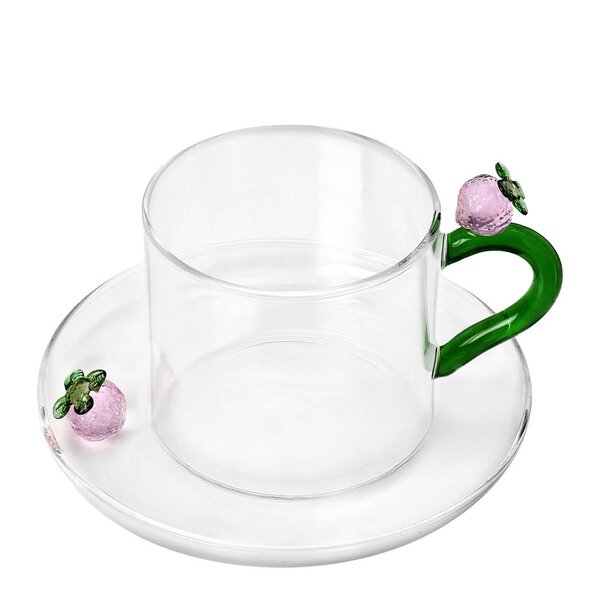 Fruits & Flowers tekopp med skål 30 cl jordbær