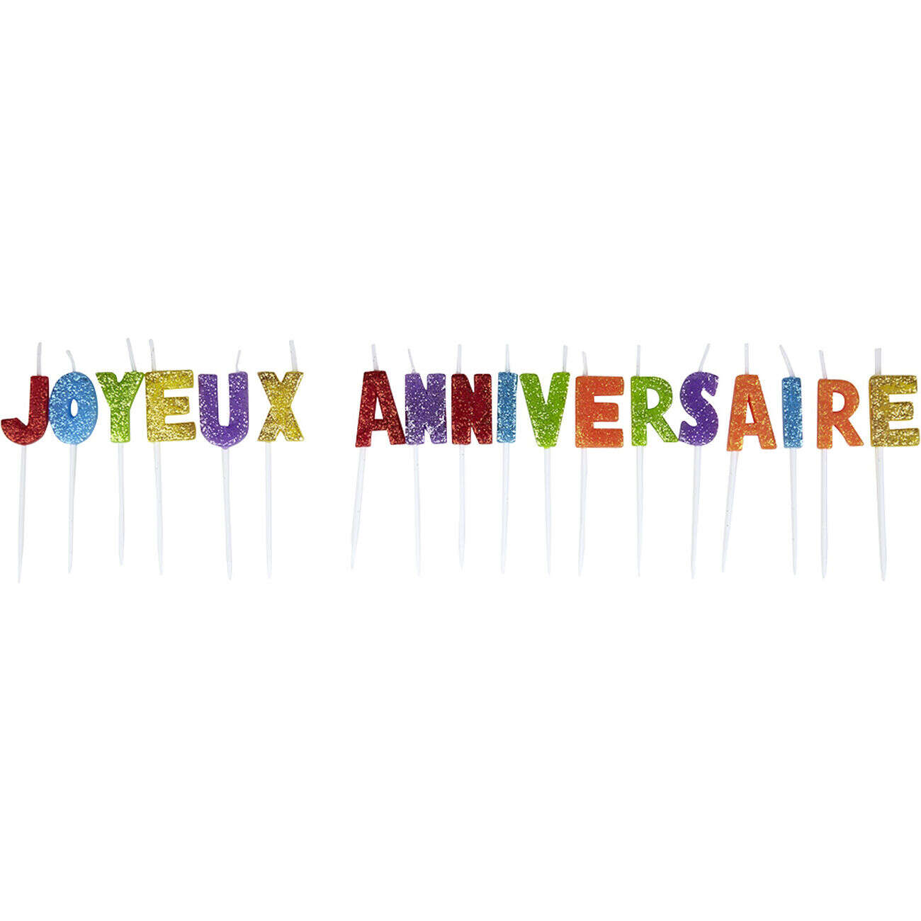 Bougies Joyeux anniversaire multicouleur à paillettes