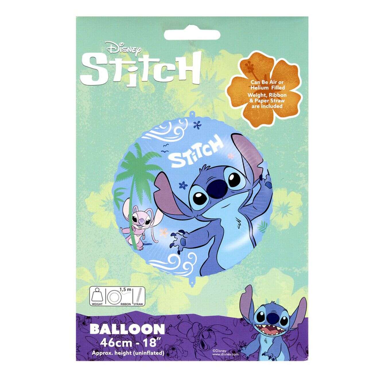 Ballon aluminium Disney Stitch bleu Ø40cm