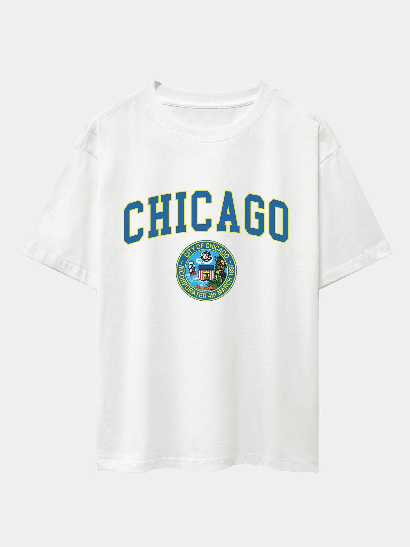 T-shirt oversize à épaules tombantes imprimé des armoiries de Chicago