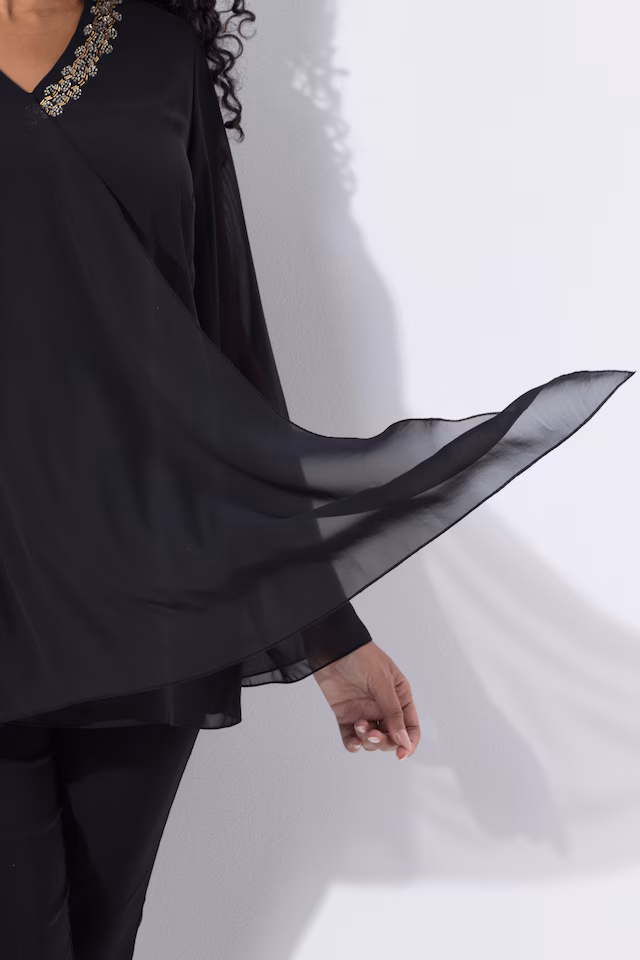 Layered Pointed Hem Chiffon Blouse