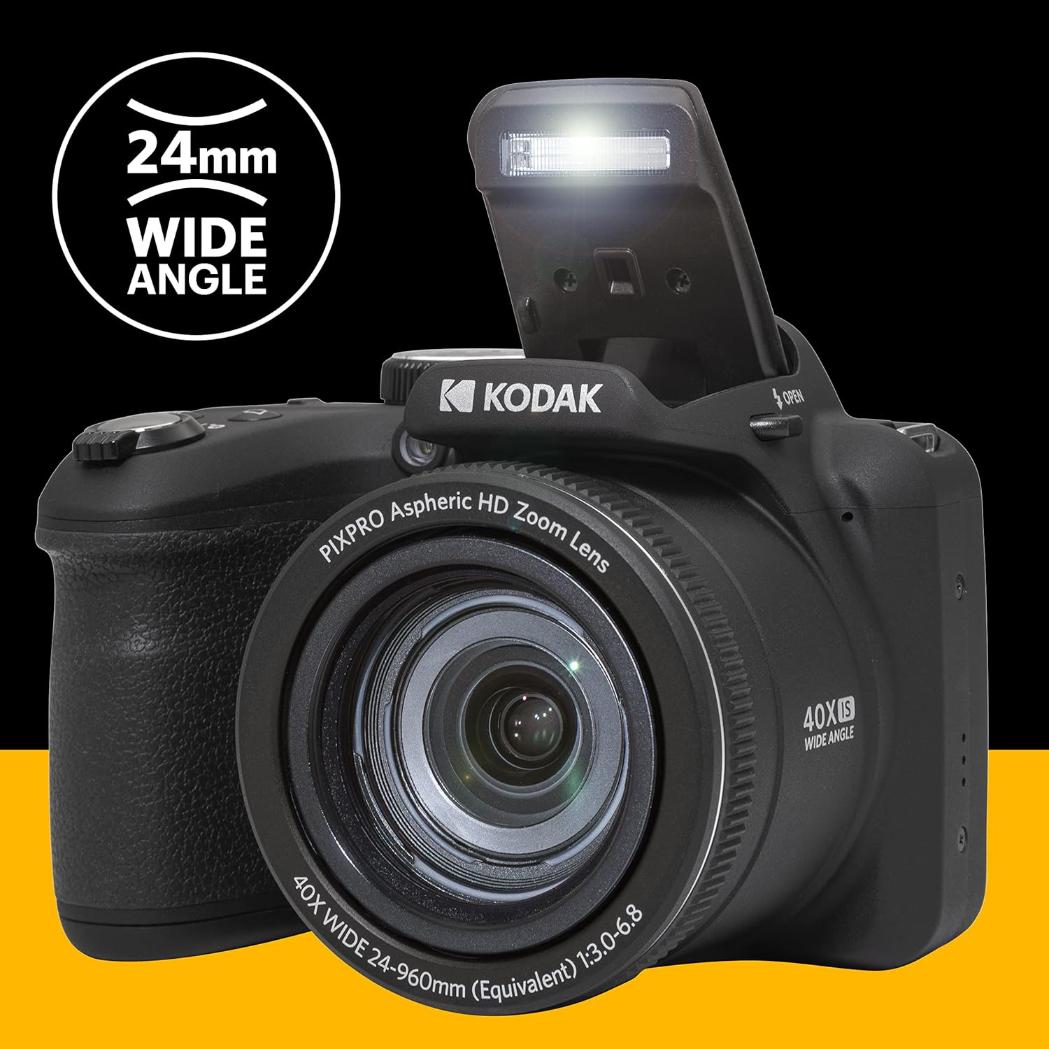 Kodak PIXPRO AZ405-BK 20MP Digital Camera  40X Zoom  24mm Wide Angle Lens  Image Stabilization  1080p Full HD Video  3