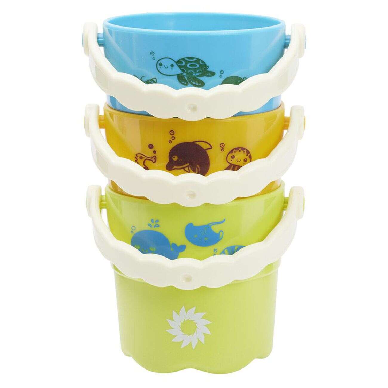 Seau de plage Funky motif animaux de la mer x3 - Ø7xH7cm