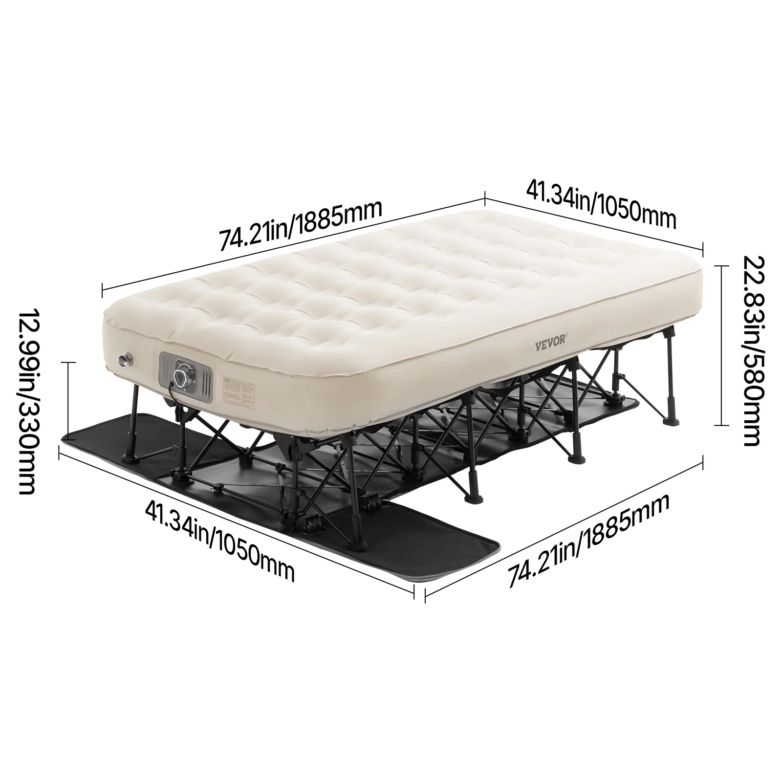 Air Mattress with Frame, Inflatable 1 Person Camping Cot with Built-in Pump, Portable Folding Air Beds Supports 300 lbs, Blow Up Anywhere Bed for Guests Camping Travel Indoor Outdoor Use - Image 8
