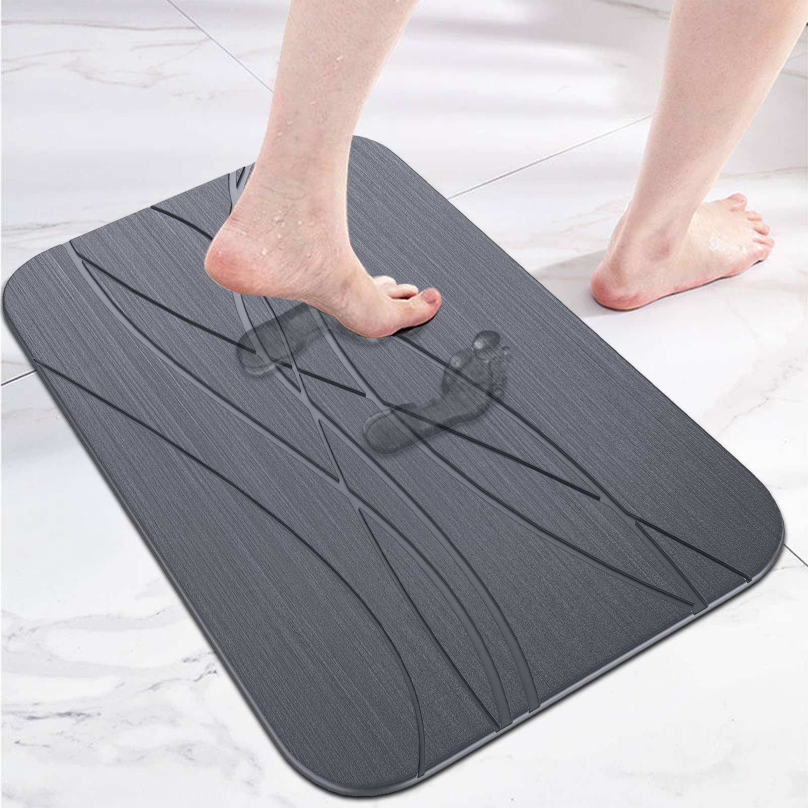 WNOMDY Bath Stone Mats Diatomaceous Earth Bath Mat Fast Water Drying Super Absorbent Diatomite Mat with Non-Slip for Bathroom Shower Floor,Kitchen