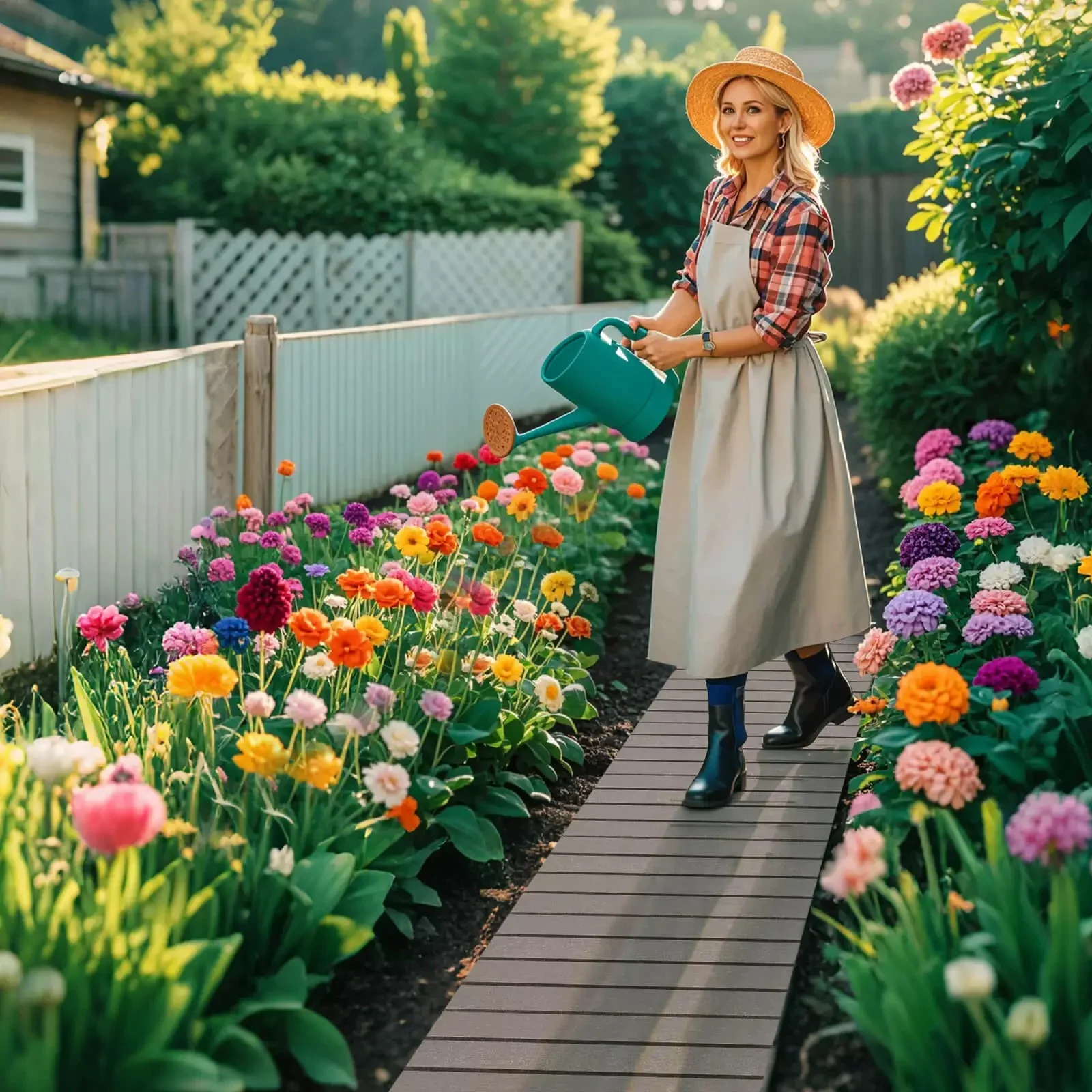 Auranook 8 FT Outdoor Pathway, Garden Straight Walkways w/HDPE Frame, Non-slip Surface, Metal Wire Connection