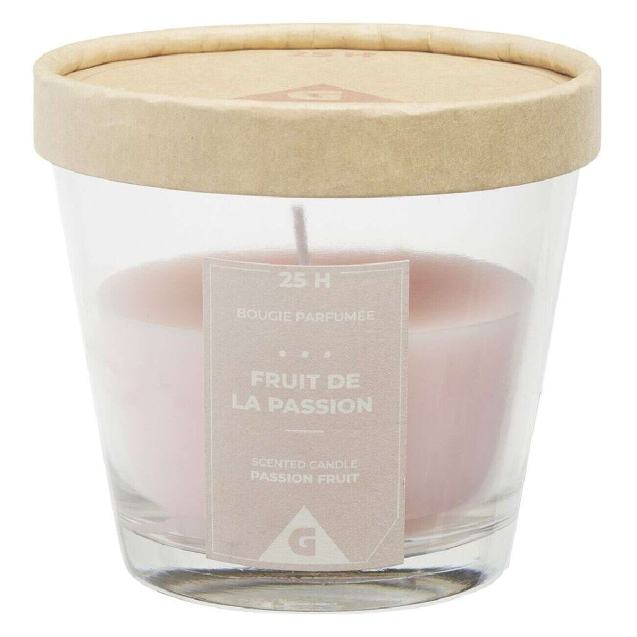 Bougie dans verre transparent senteur passion