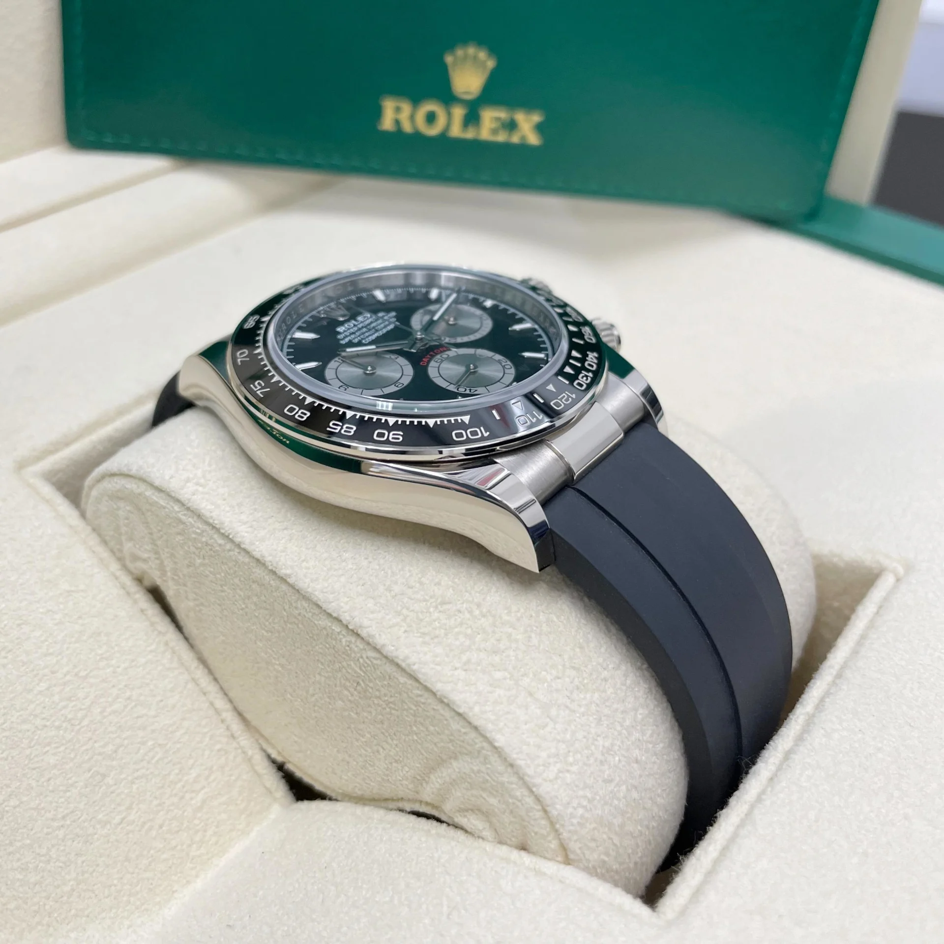 [Super Clone]Rolex Cosmograph Daytona White Gold Mens Watch-126519LN Black Oysterflex