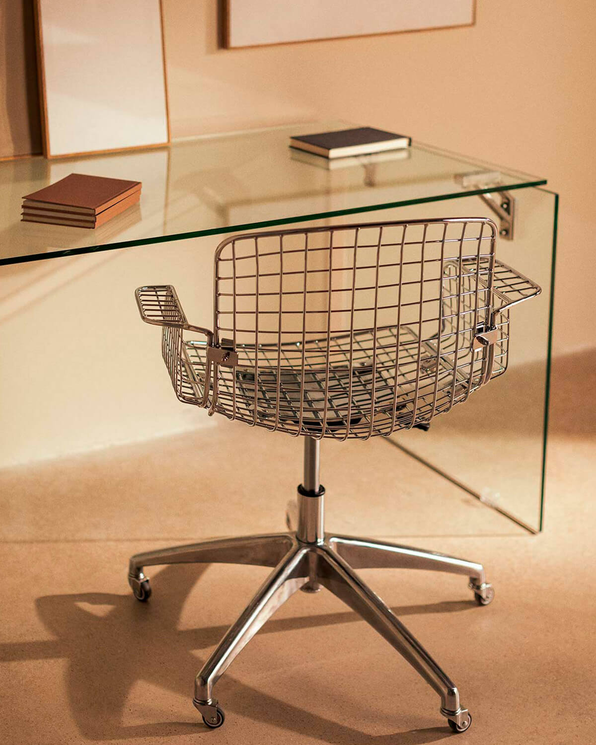 Aras - Silla de Escritorio Vintage con Respaldo Alto de Metal Aras