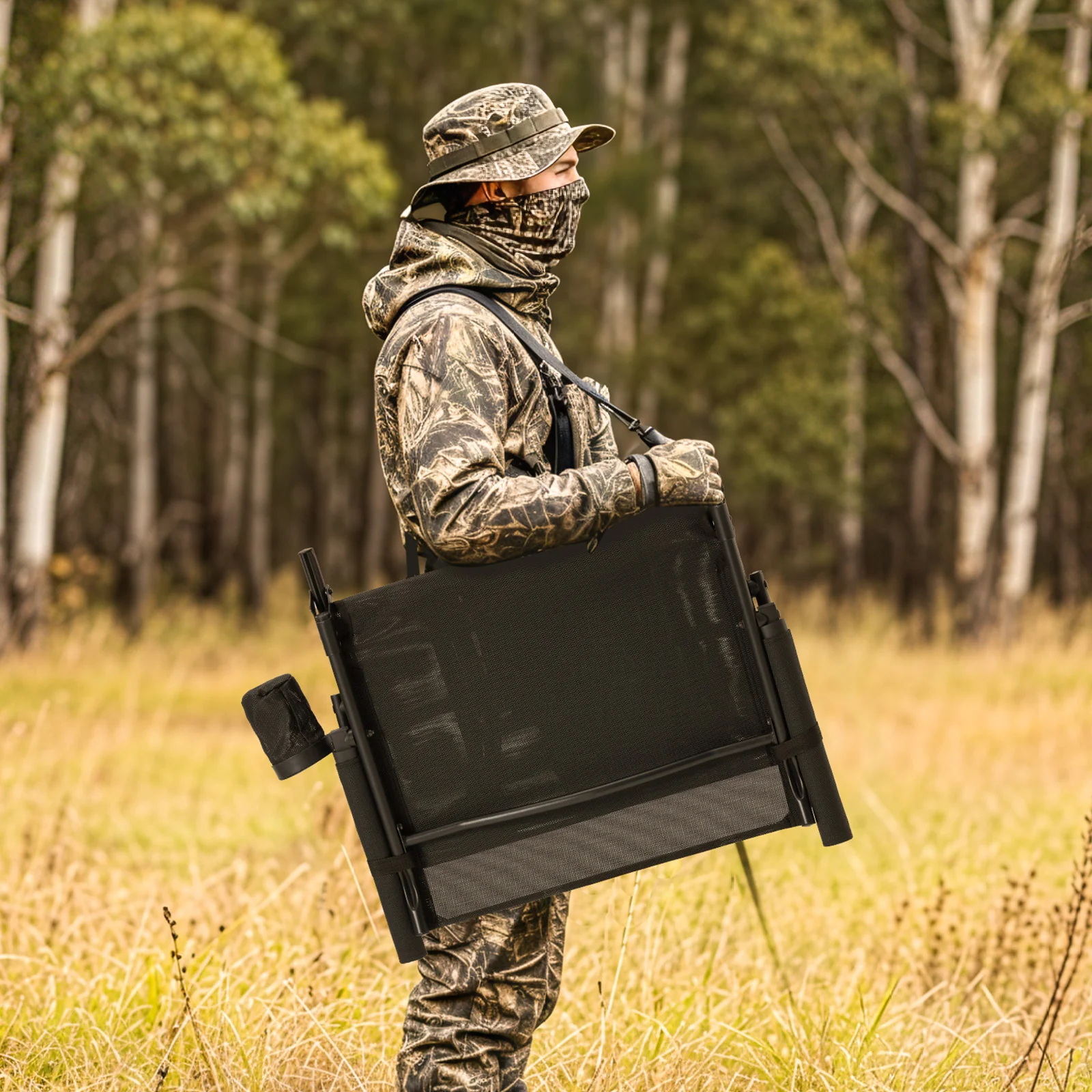 AECOJOY Heated Hunting Chair, Camouflage Pattern, Foldable Design for Cold Weather Outdoor Sports