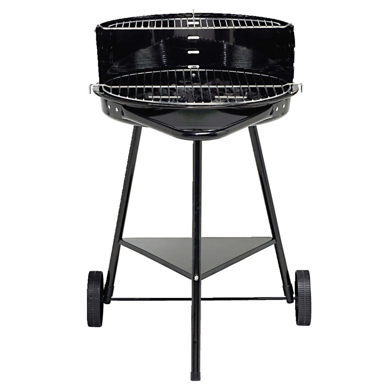 Barbecue à charbon rond Texas 2 grilles 5 niveaux métal noir 53x66,5xH81cm
