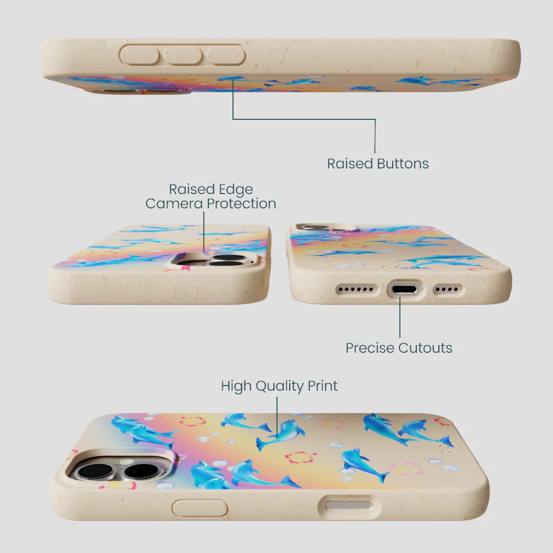 Seashell Dolphin Sunset iPhone 16 Plus Case