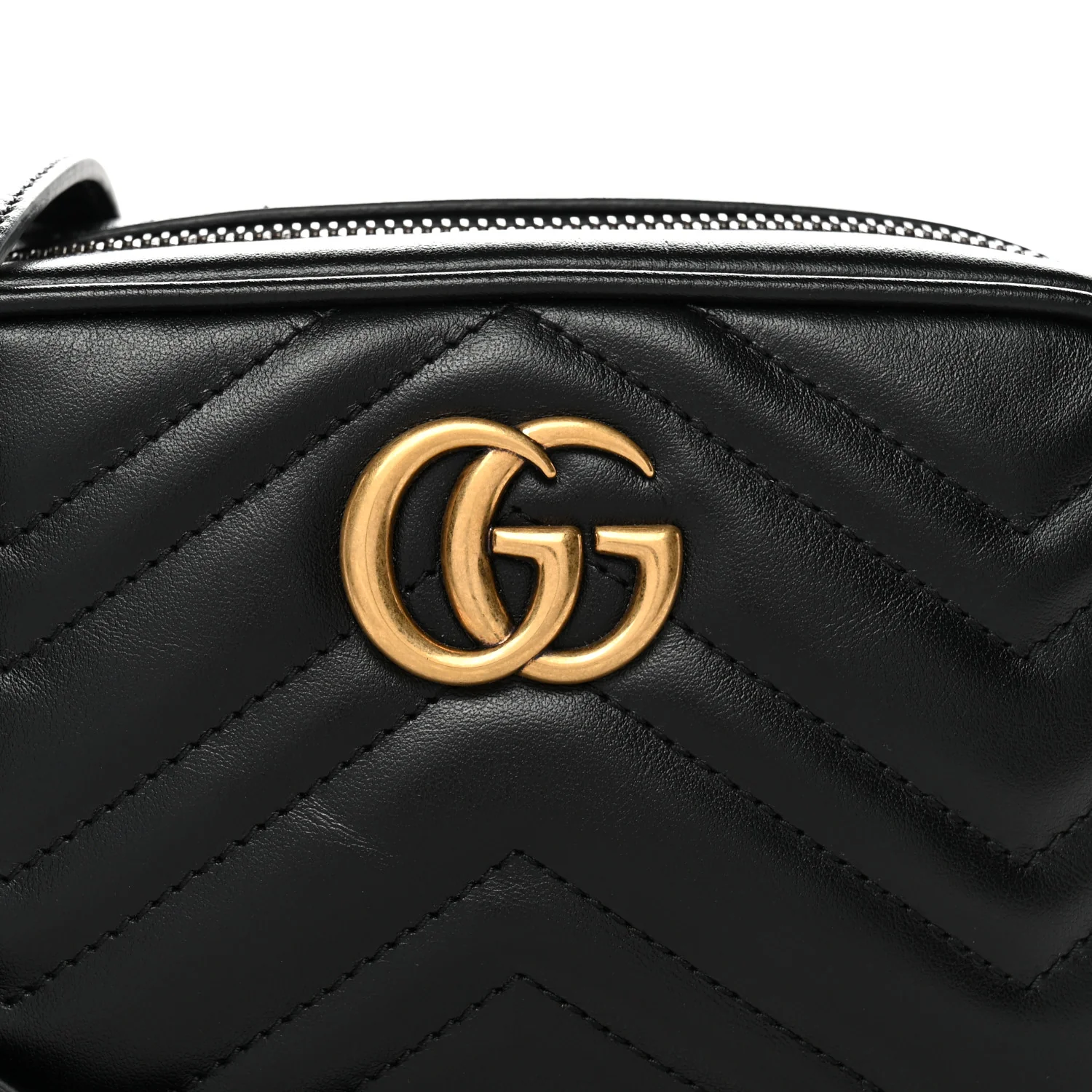 Calfskin Matelasse Mini GG Marmont Chain Shoulder Bag Black