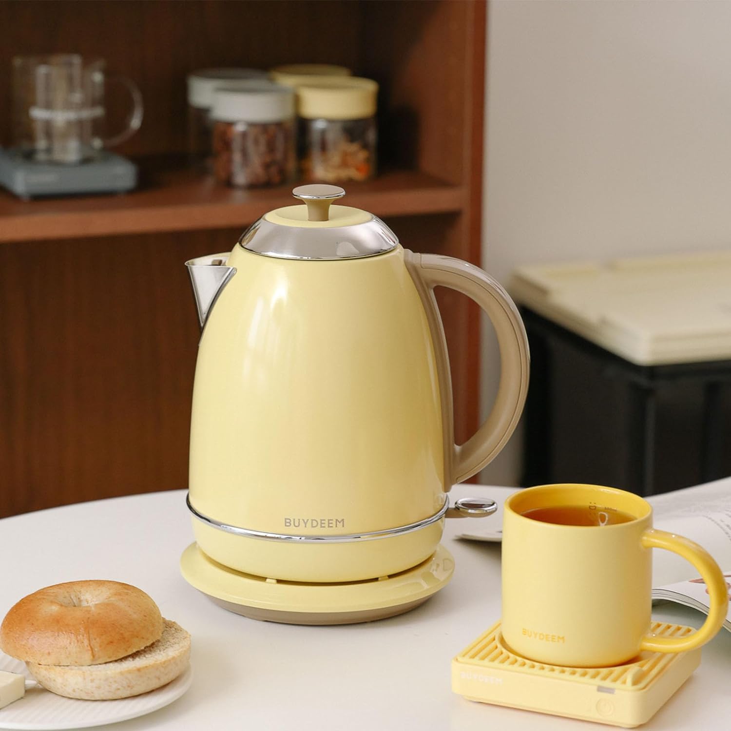 K640N Stainless Steel Electric Kettle with Auto Shut-Off Boil Dry Protection, 1.7L Cordless Hot Tea Water Boiler with Swivel Base, 1440W Fast Heating(Yellow) - Image 7
