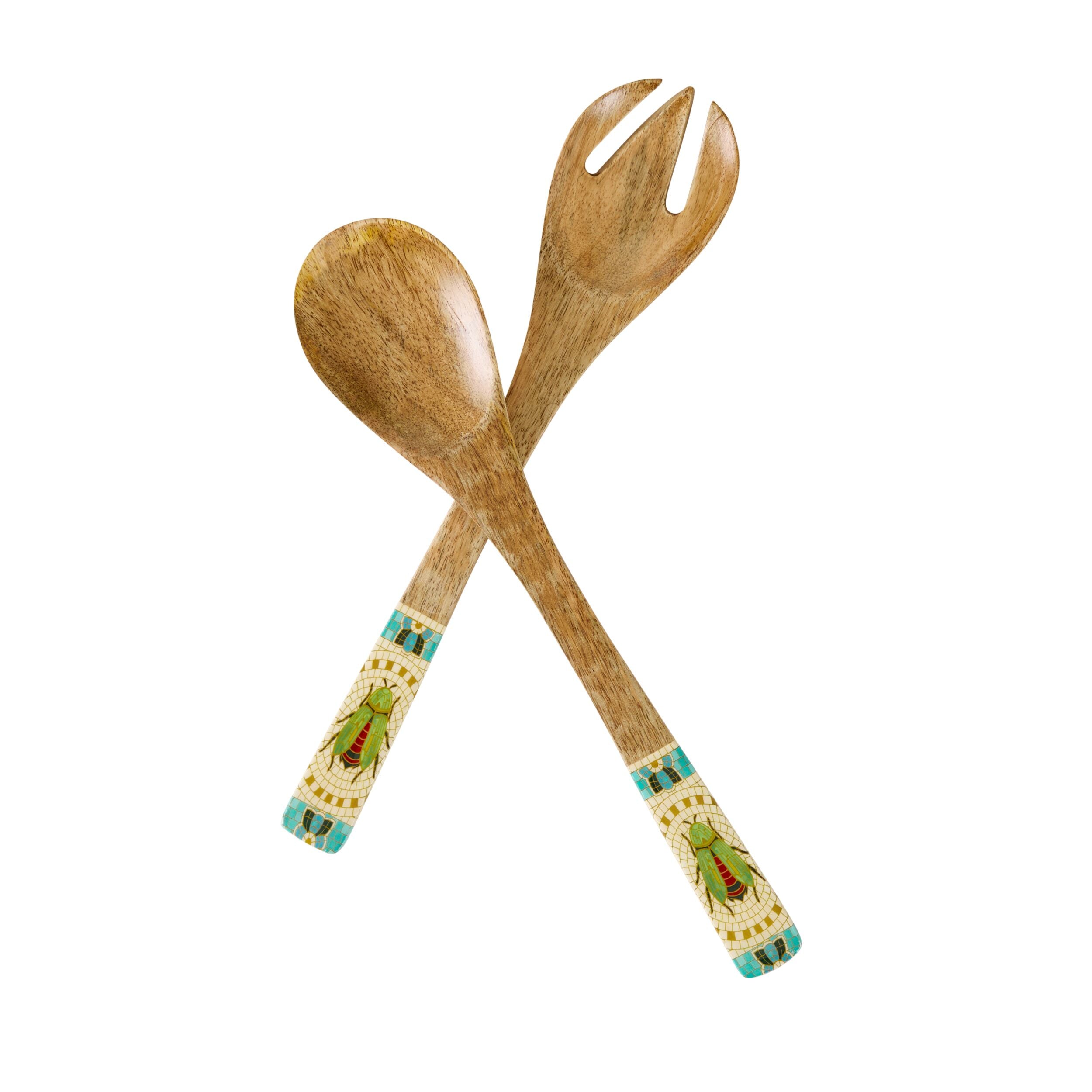 Mystic Scarab Mango Wood Salad Servers