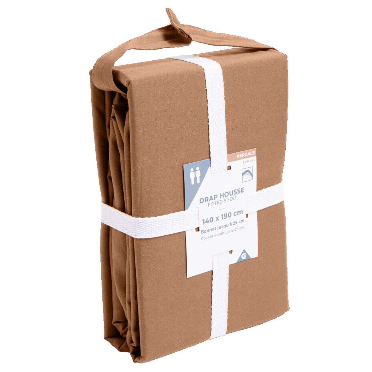 Drap housse 140x190cm 100% coton percale rouge