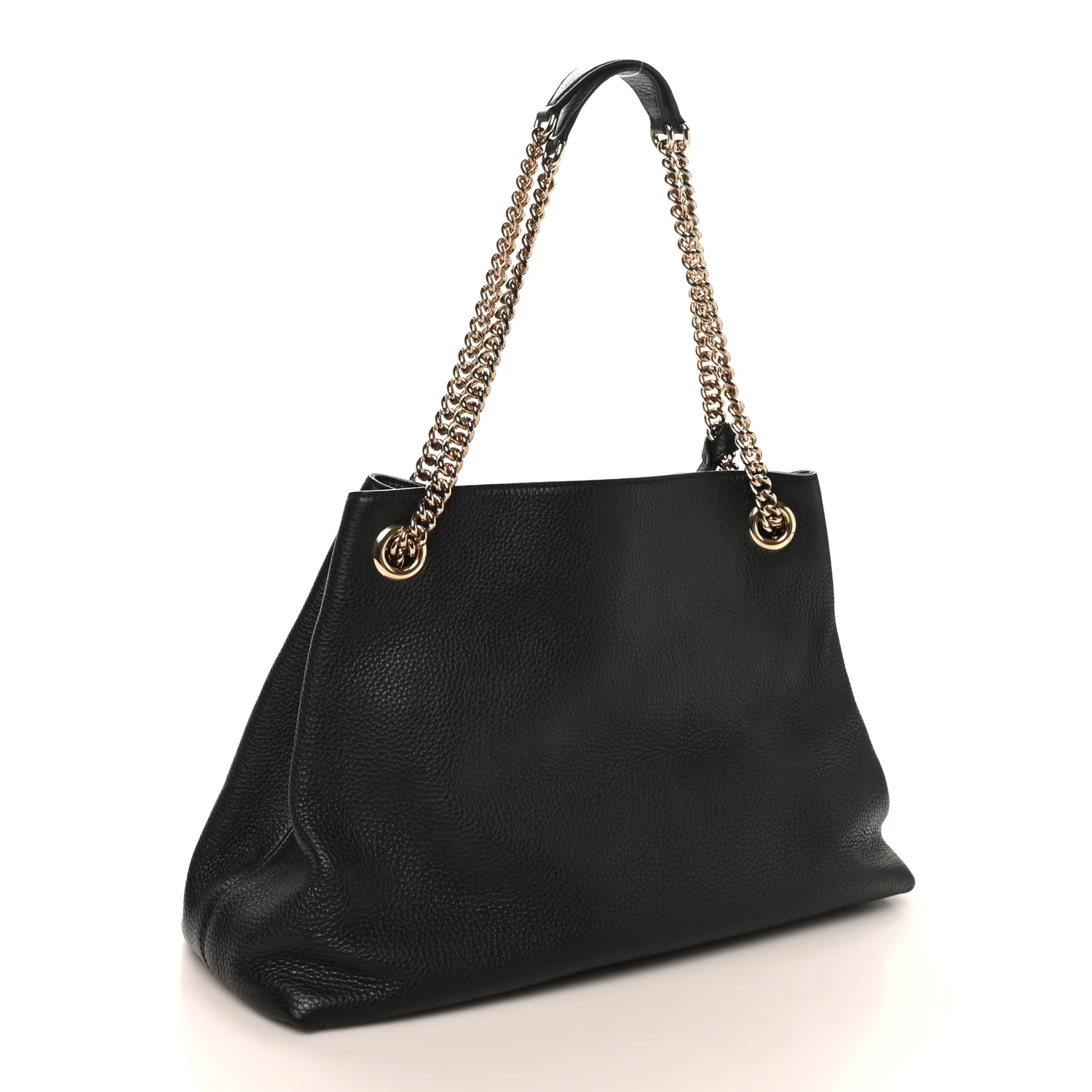 Pebbled Calfskin Medium Soho Chain Shoulder Bag Black