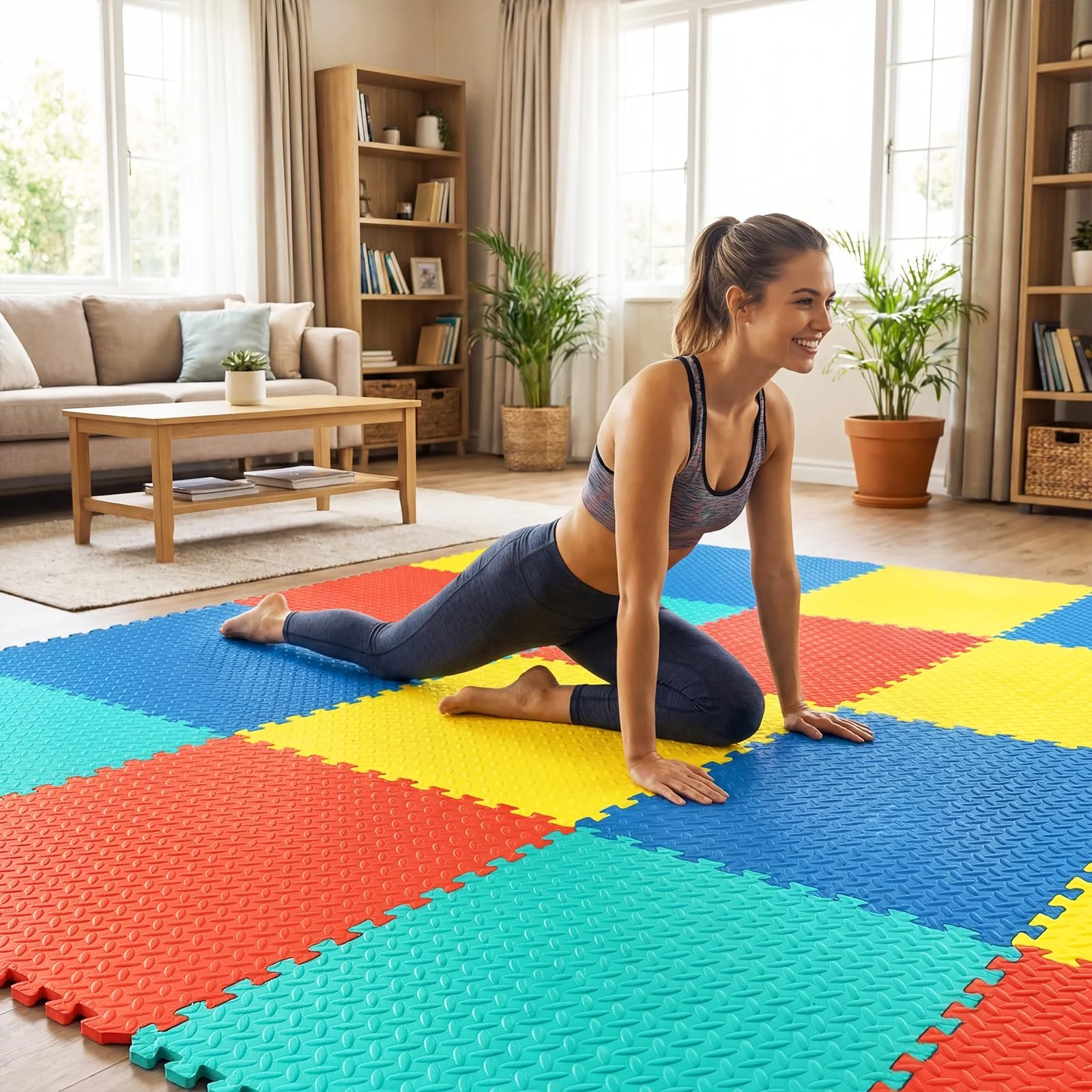 Tangkula Puzzle Exercise Mats | 0.5" Thick EVA Interlocking Foam Floor Tiles for Protective