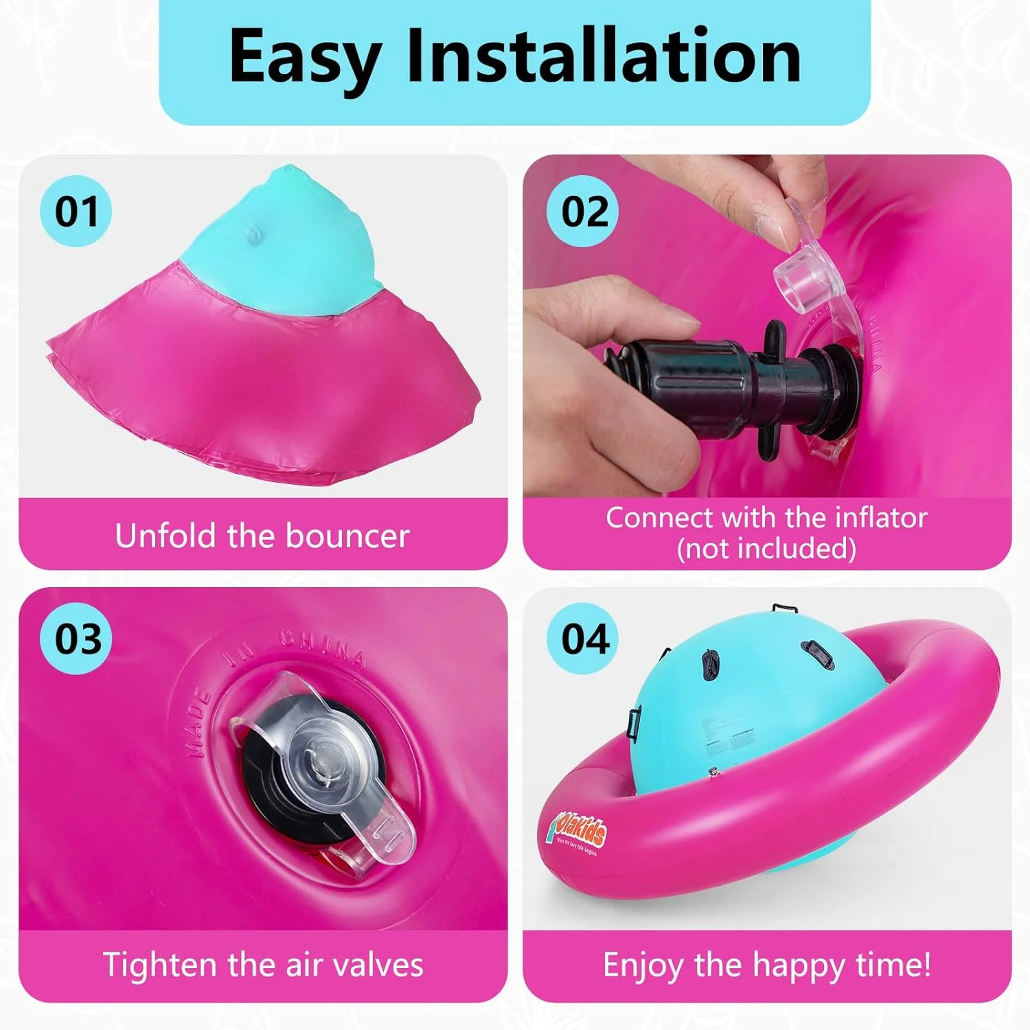 8FT Inflatable Dome Rocker Bouncer, Outdoor Kids Giant Roll and Play Seesaw Rocker with 6 Secure Handles, Max Weight 250 LBS, Toddlers Climbing Toy Backyard Play Center Equipment(Pink+Blue) - Image 4