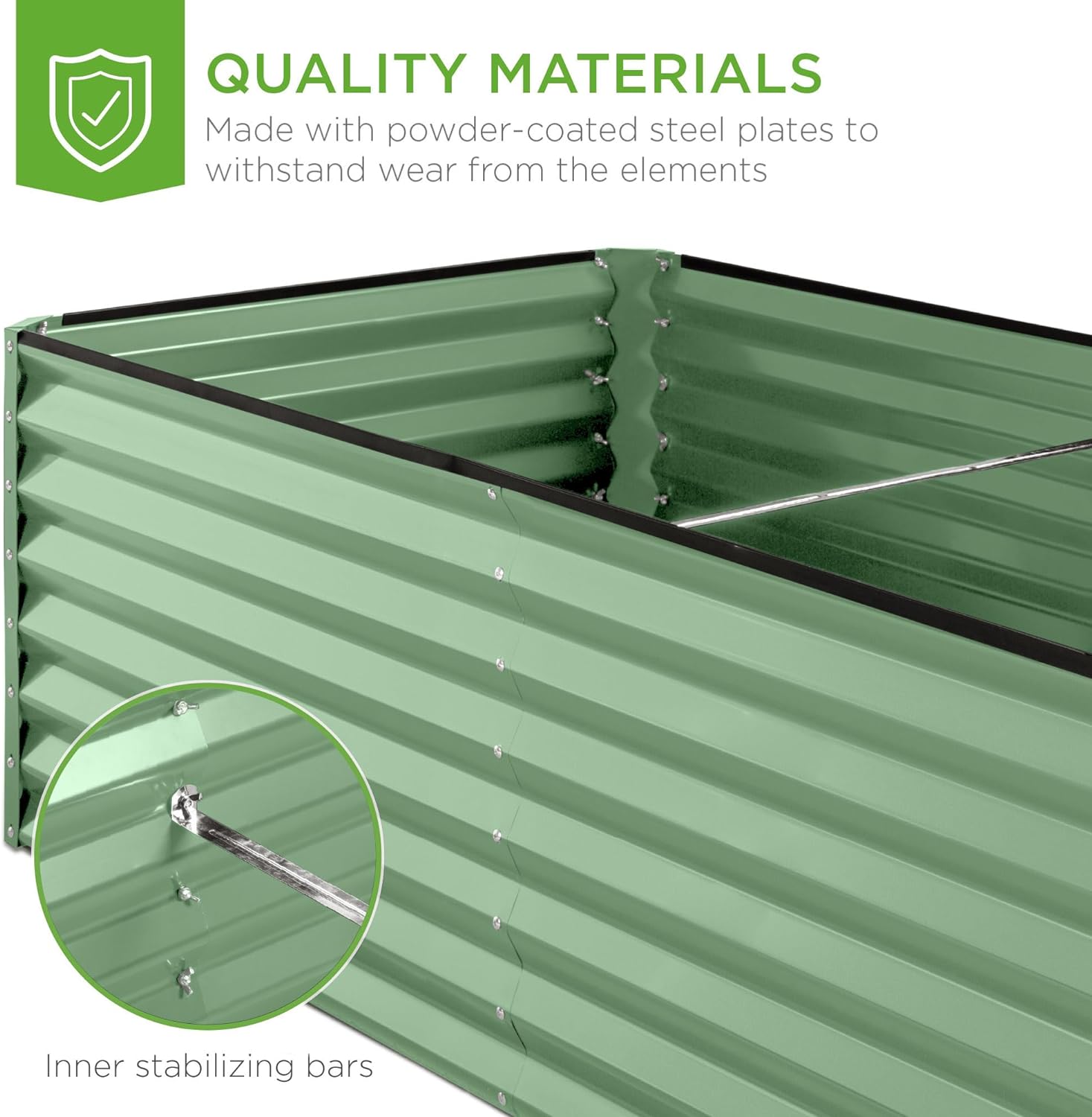 6x3x2ft Outdoor Metal Raised Garden Bed, Deep Root Box Planter for Vegetables, Flowers, Herbs, and Succulents w/ 269 Gallon Capacity��Sage Green ��(6x3x2ft/Sage Green) - Image 8
