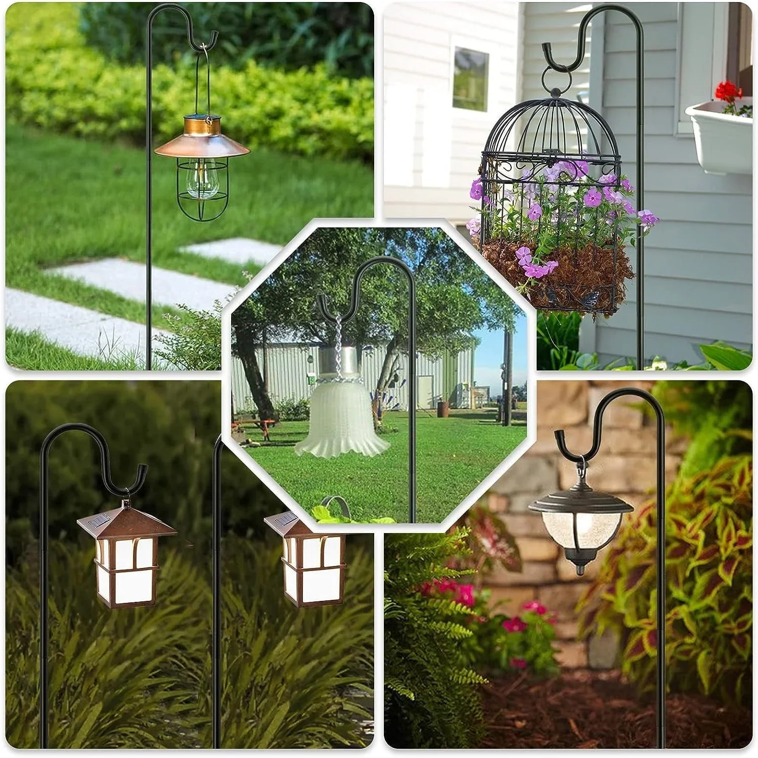 Sevenlady 2Pcs Shepherd Hooks 78 H 3/5 Th High Quality Metal Shepherd Pole for Outdoor Plant Bird Feeder Lantern Stand Garden Hanger Solar Light Wedding Heavy Duty