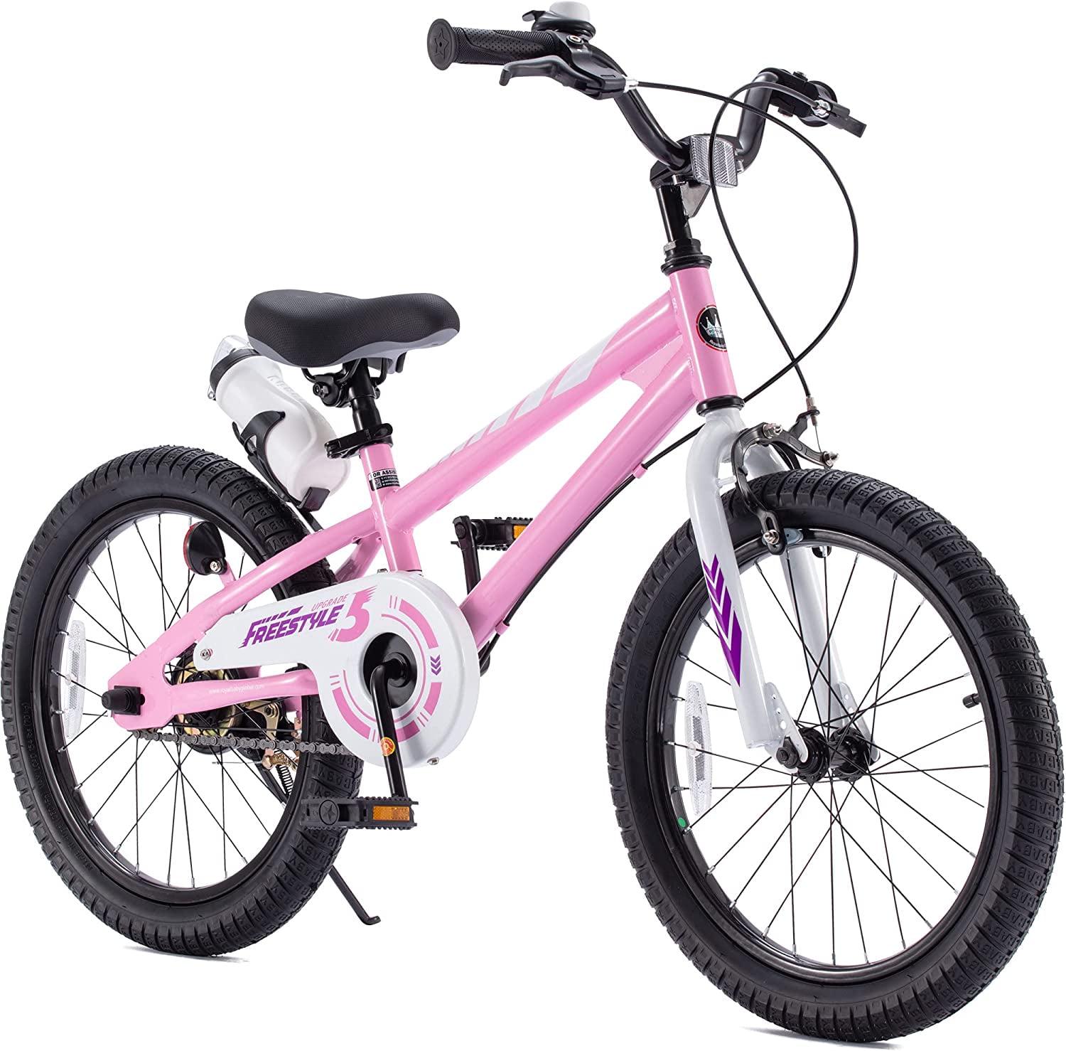 Royalbaby Freestyle 18 in Pink Kids Bike Boys and Girls Bike with Kickstand and Water Bottle