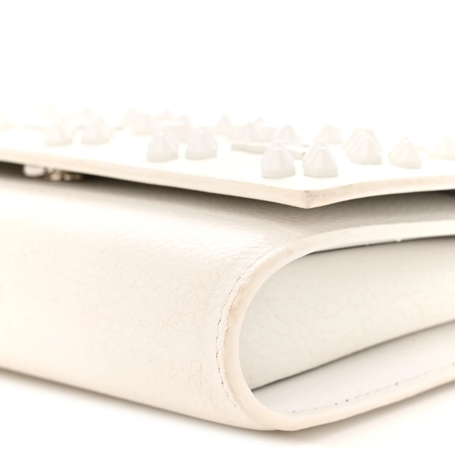 Calfskin Spikes Loubinthesky Paloma Wallet On Chain White
