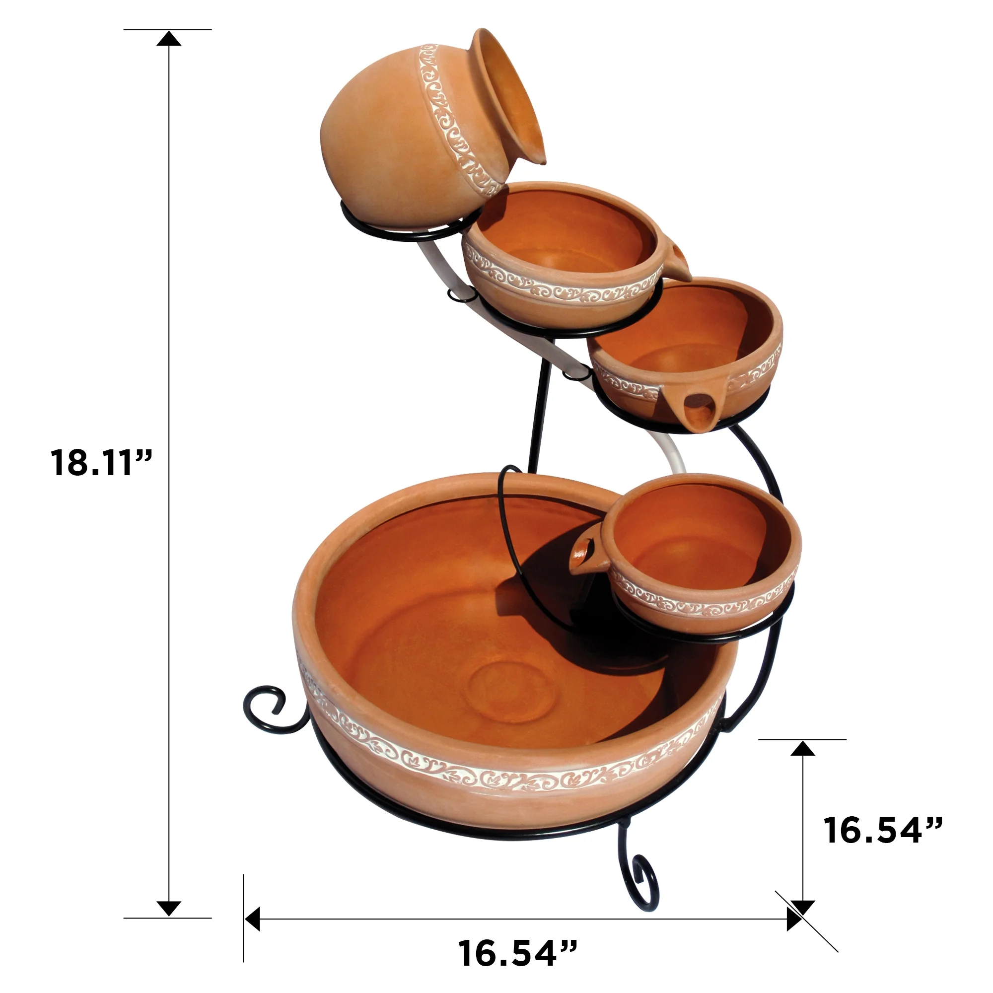 Outdoor Solar-Powered 5-Tier Cascading Water Fountain- Finish, Brown - Image 5