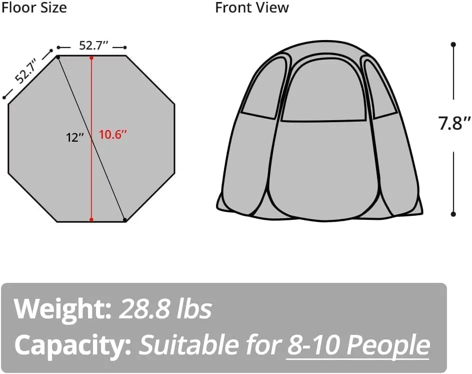 Gazebo moustiquaire pouvant accueillir 6, 10 ou 15 personnes. Tente de style igloo avec moustiquaire latérale. Idéal