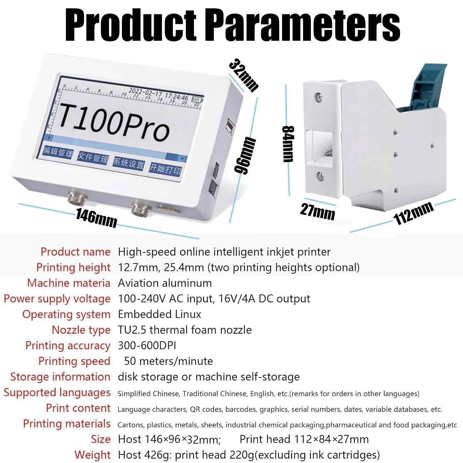 Industrial Automatic Coding Machine,Label Printer,Date,Online Inkjet,Continuous and Marking
