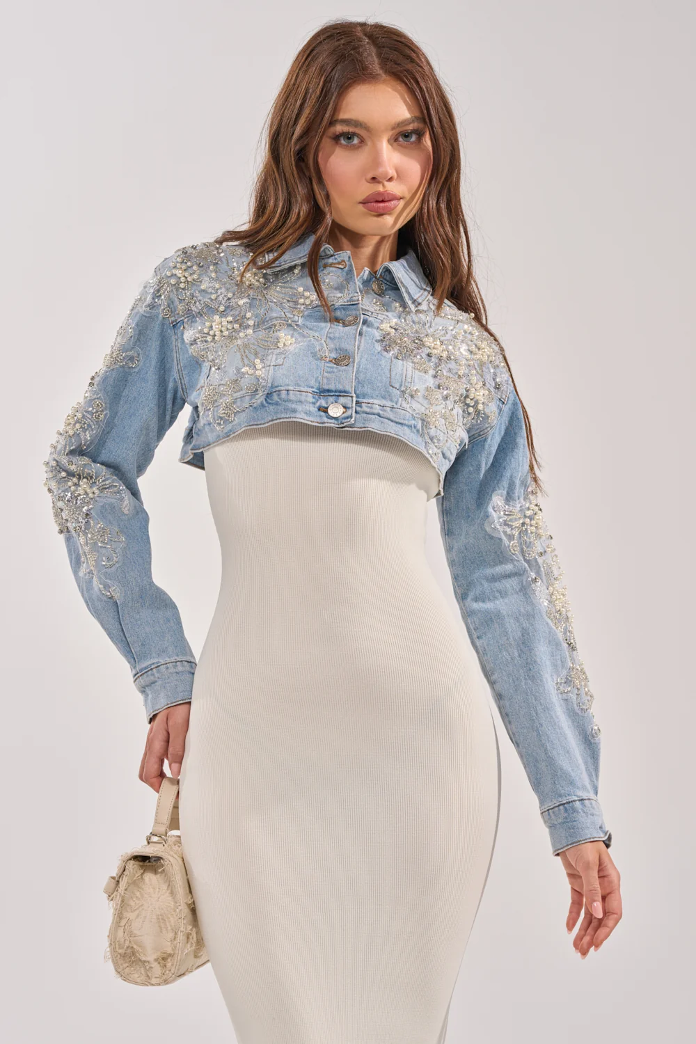 BILLIONAIRE BELLE EMBELLISHED DENIM JACKET - Akira Store